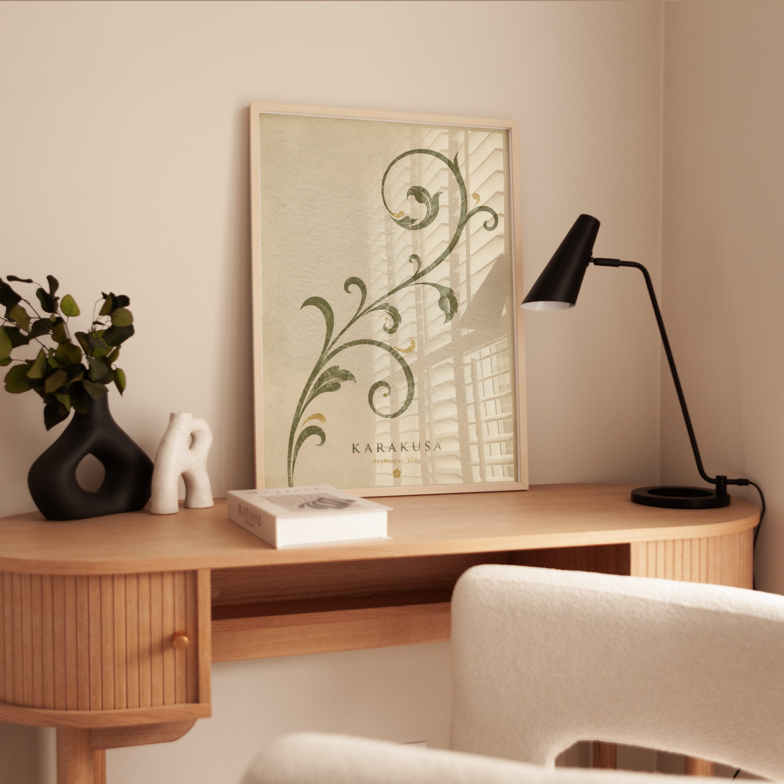 Botanical Wall Art: Karakusa Vine Pattern - interior