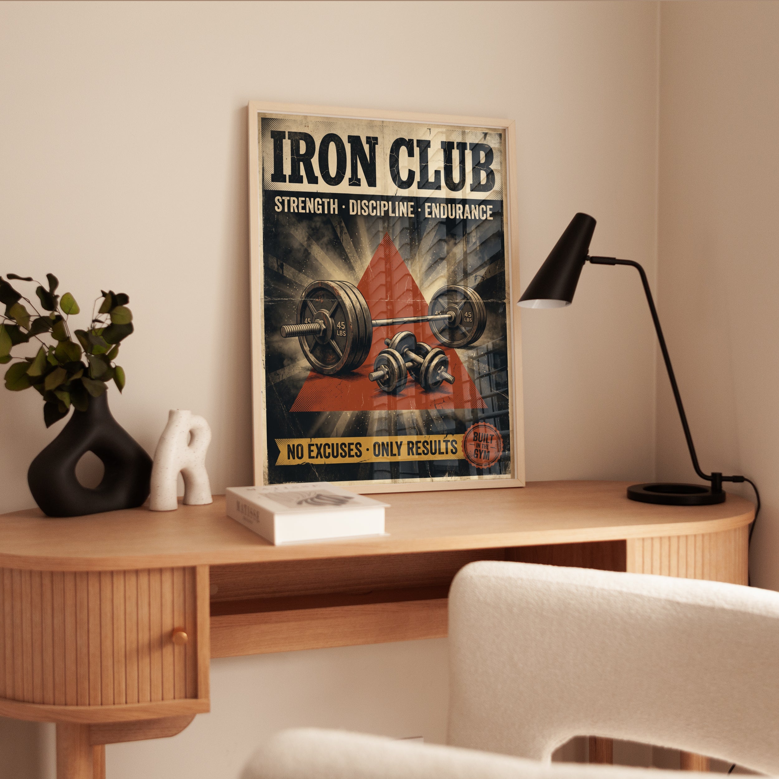 Iron Club Gym Poster: Vintage Fitness Motivation Wall Art - interior
