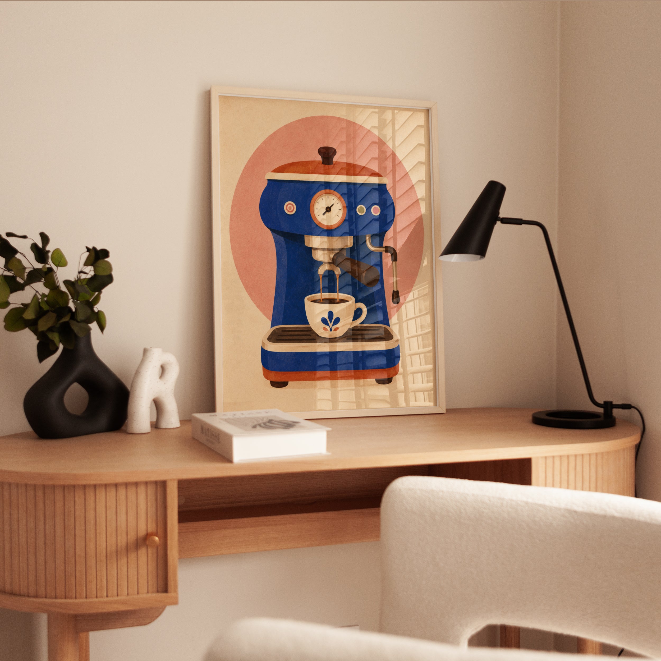 Coffee Machine Wall Art – Retro Kitchen Print - interior