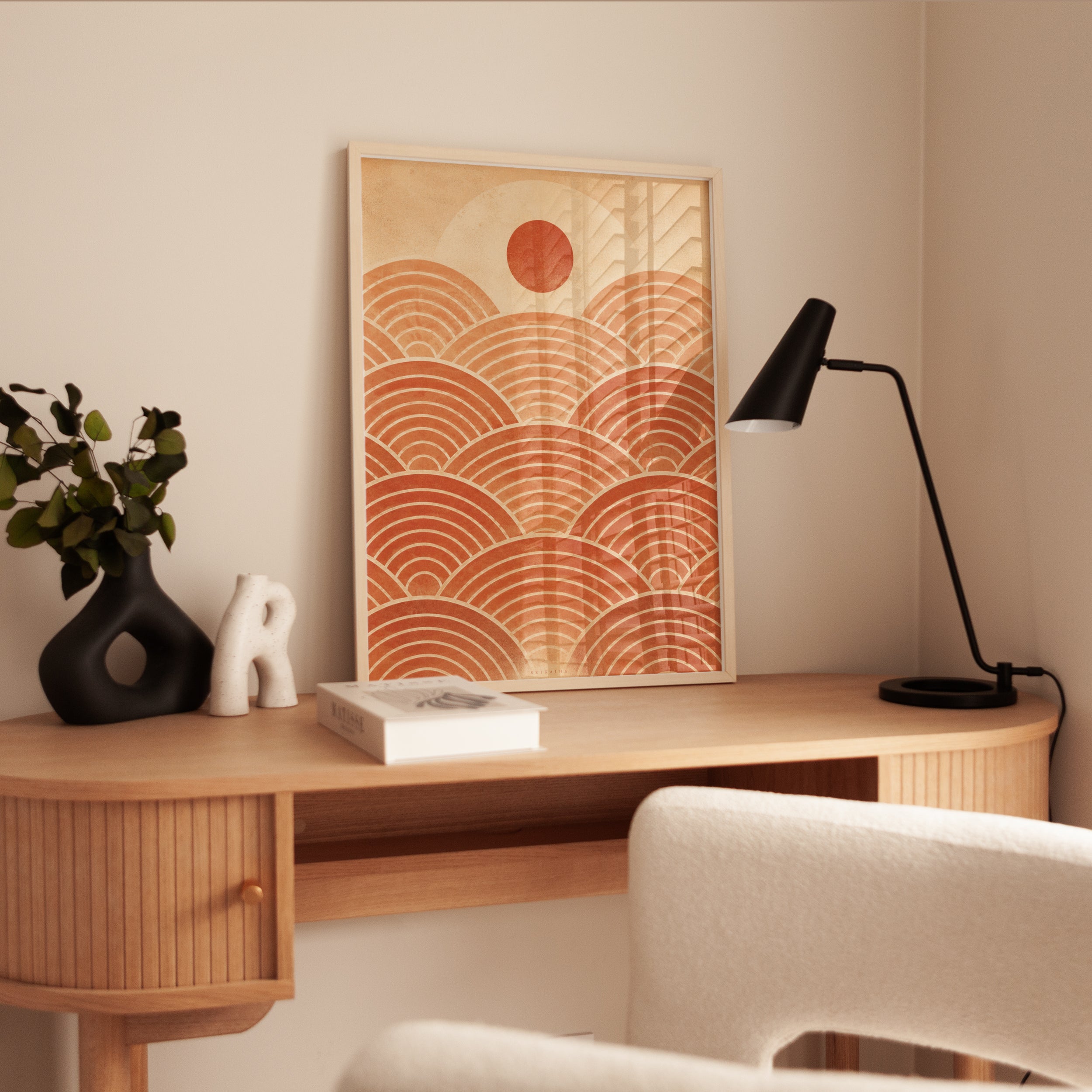 Japanese Wave Pattern Print – Geometric Sun - interior