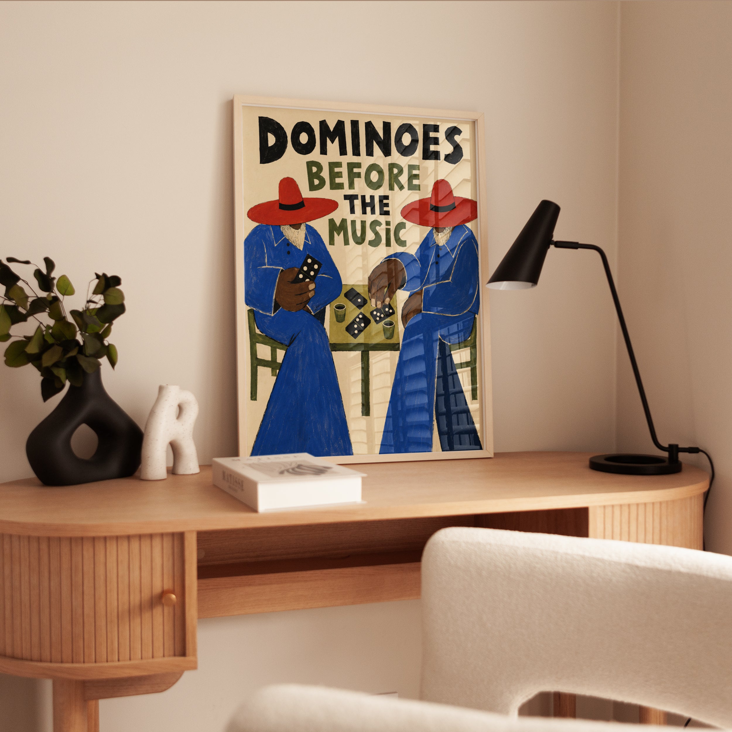 Dominoes Before The Music: Vintage Folk Art Print - interior