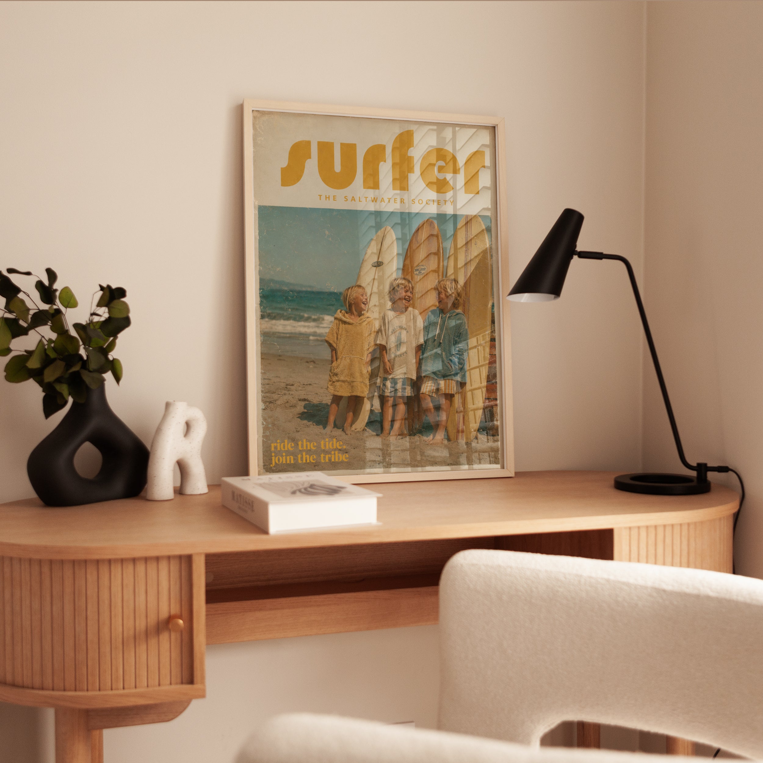 Vintage Surf Poster Print — Retro Beach Boys & Surfboards - interior