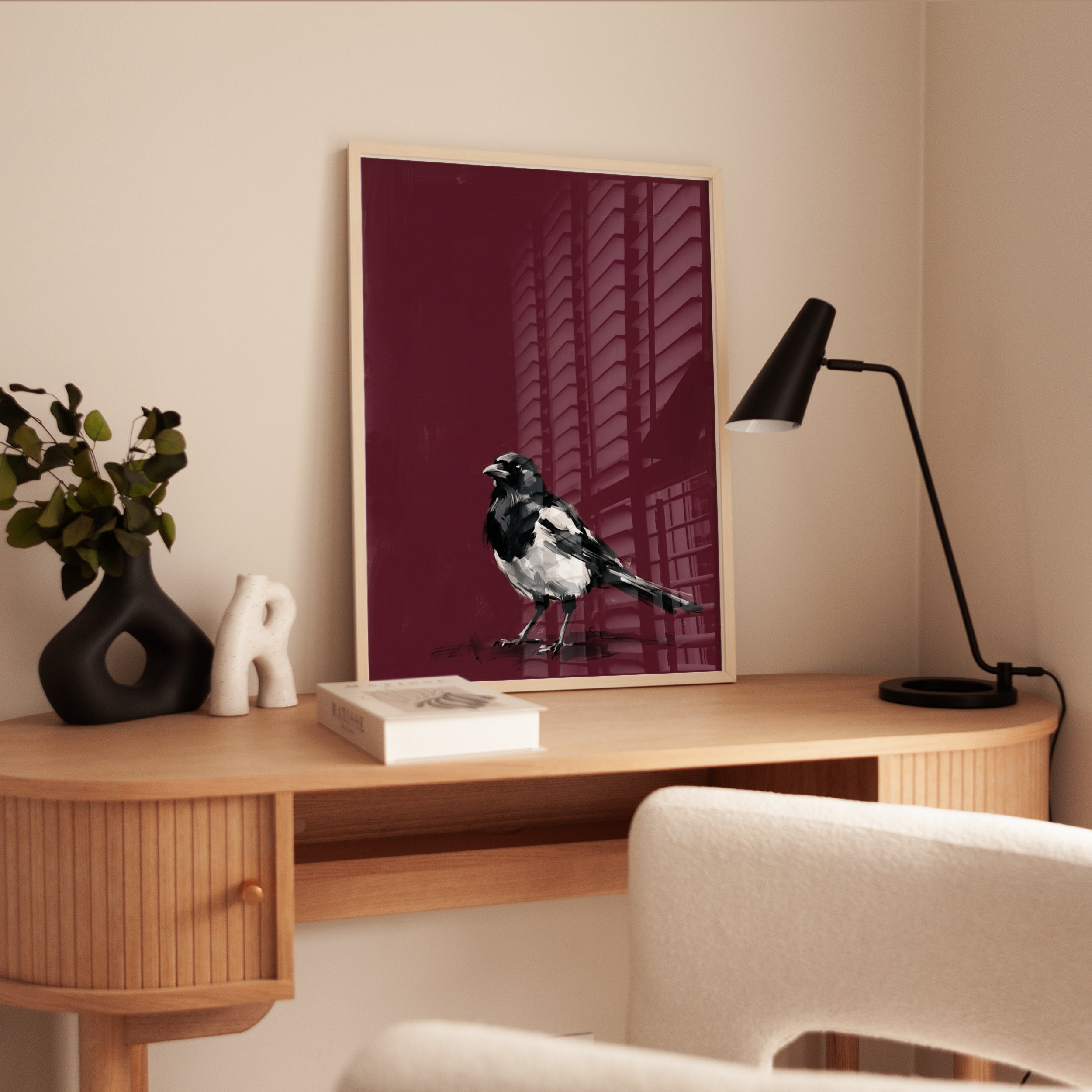 Magpie Bird Print — Bold Painterly Style - interior