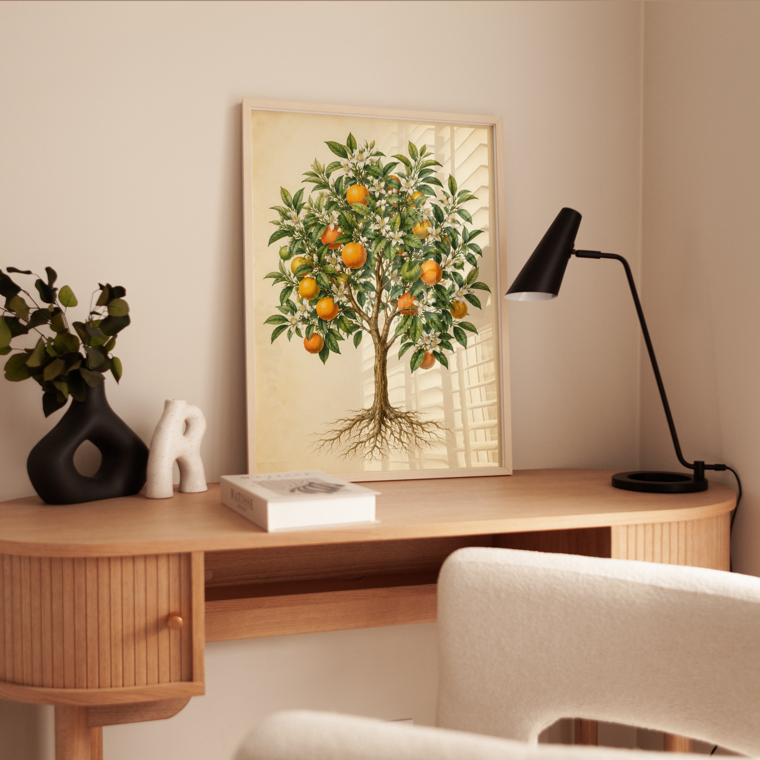 Orange Tree Botanical Print: Vintage Illustration Wall Art - interior