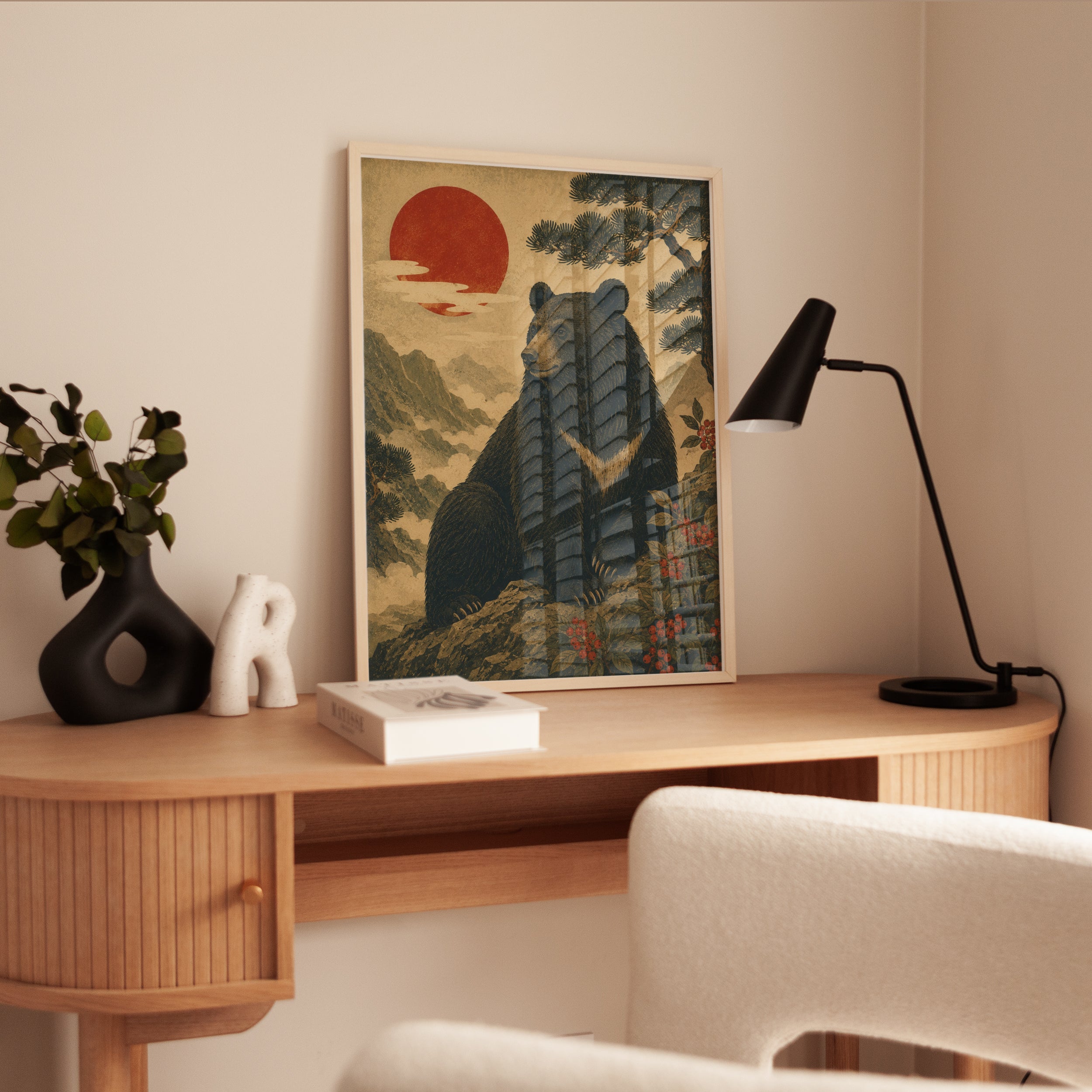 Bear Wall Art Print: Japanese Vintage Style - interior
