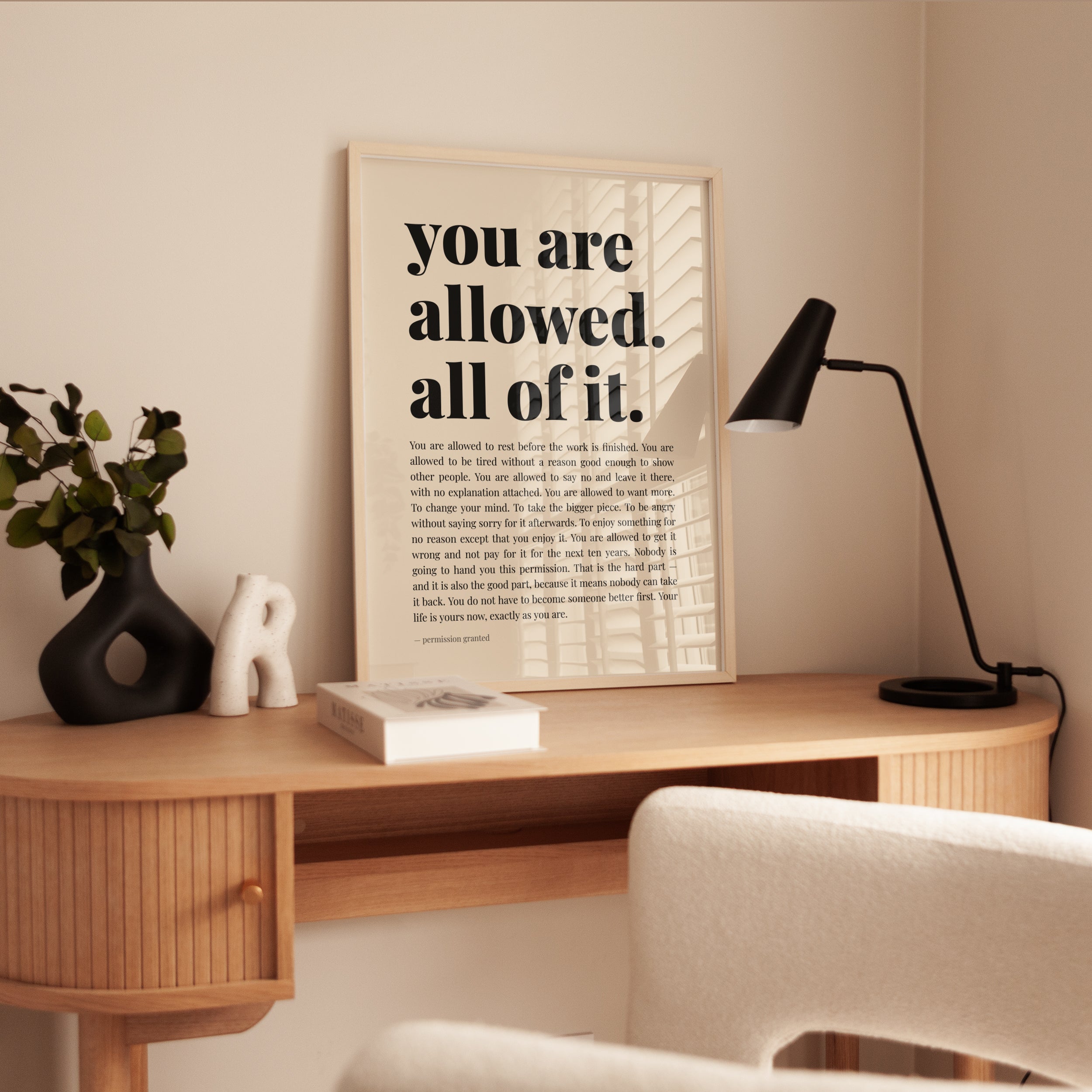 Permission Granted Print – Self Care Wall Art - interior