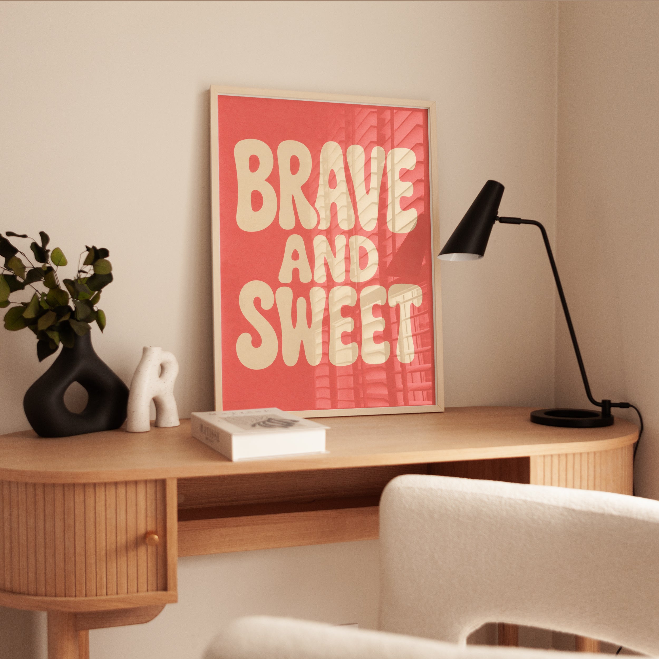 Brave and Sweet Print: Retro Typography Art (Nursery Decor) - interior
