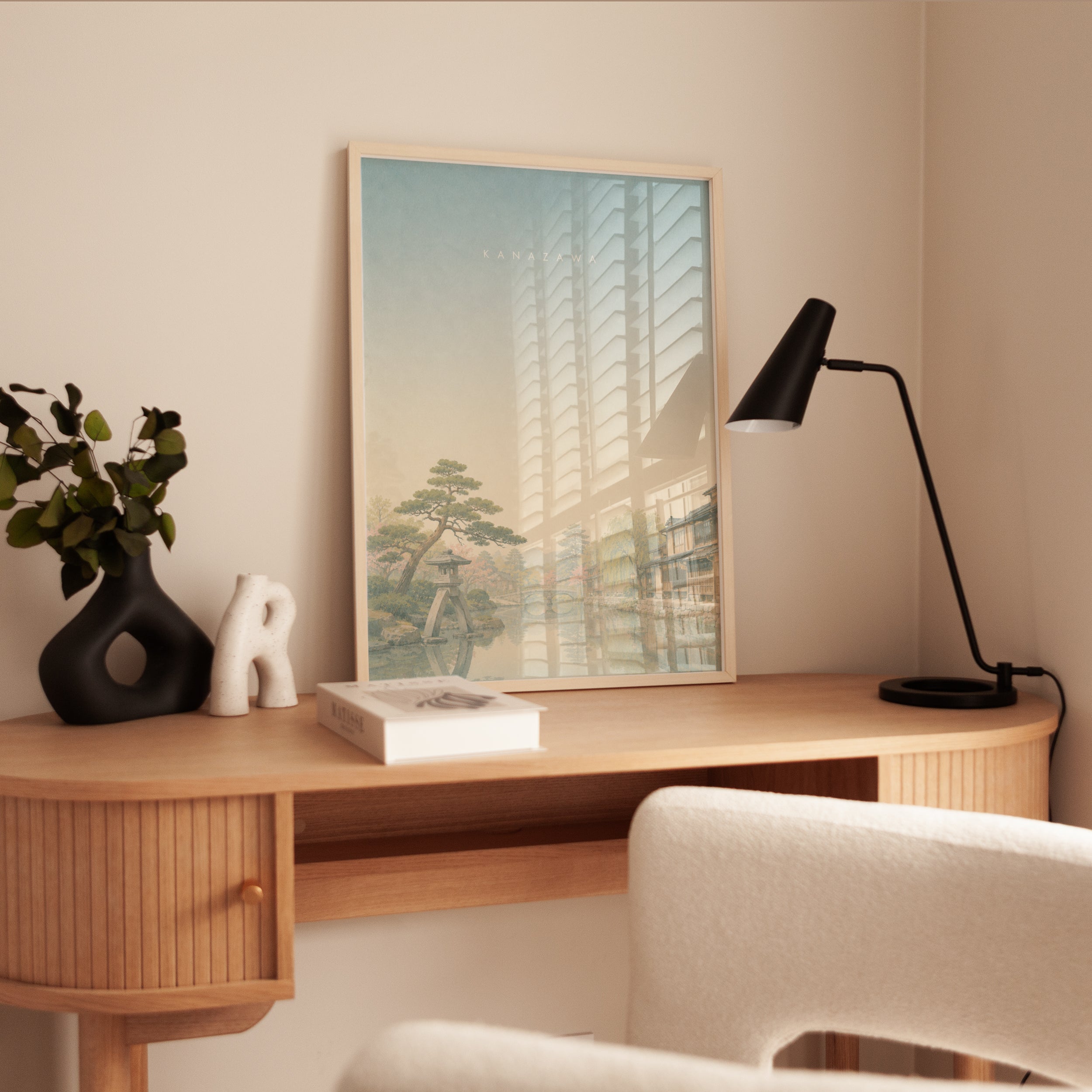 Kanazawa Garden Wall Art: Misty Japanese Landscape Print - interior