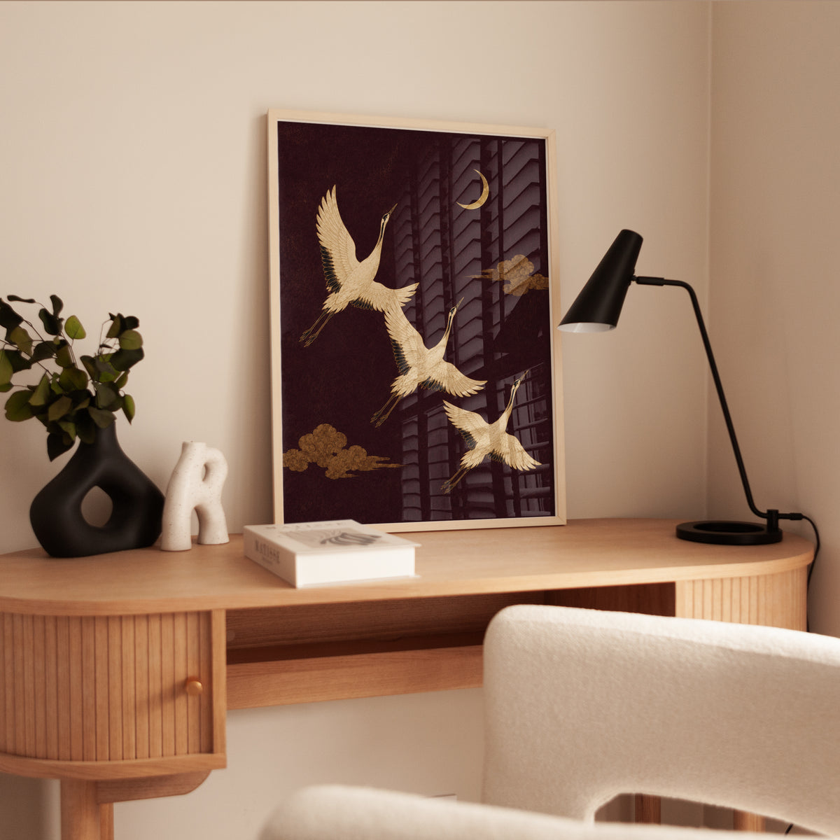 Asian Inspired Crane Art Print - interior