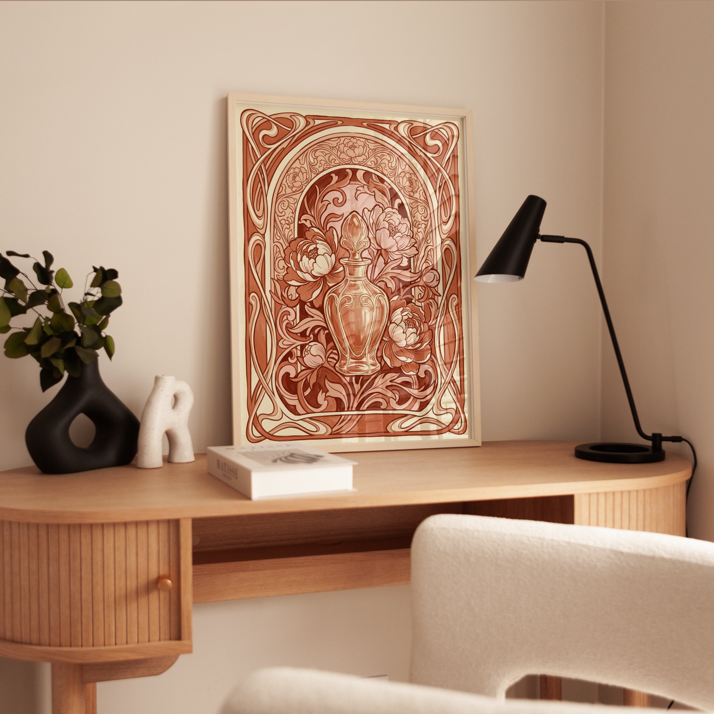 Art Nouveau Floral Print — Vintage Vase & Peonies - interior