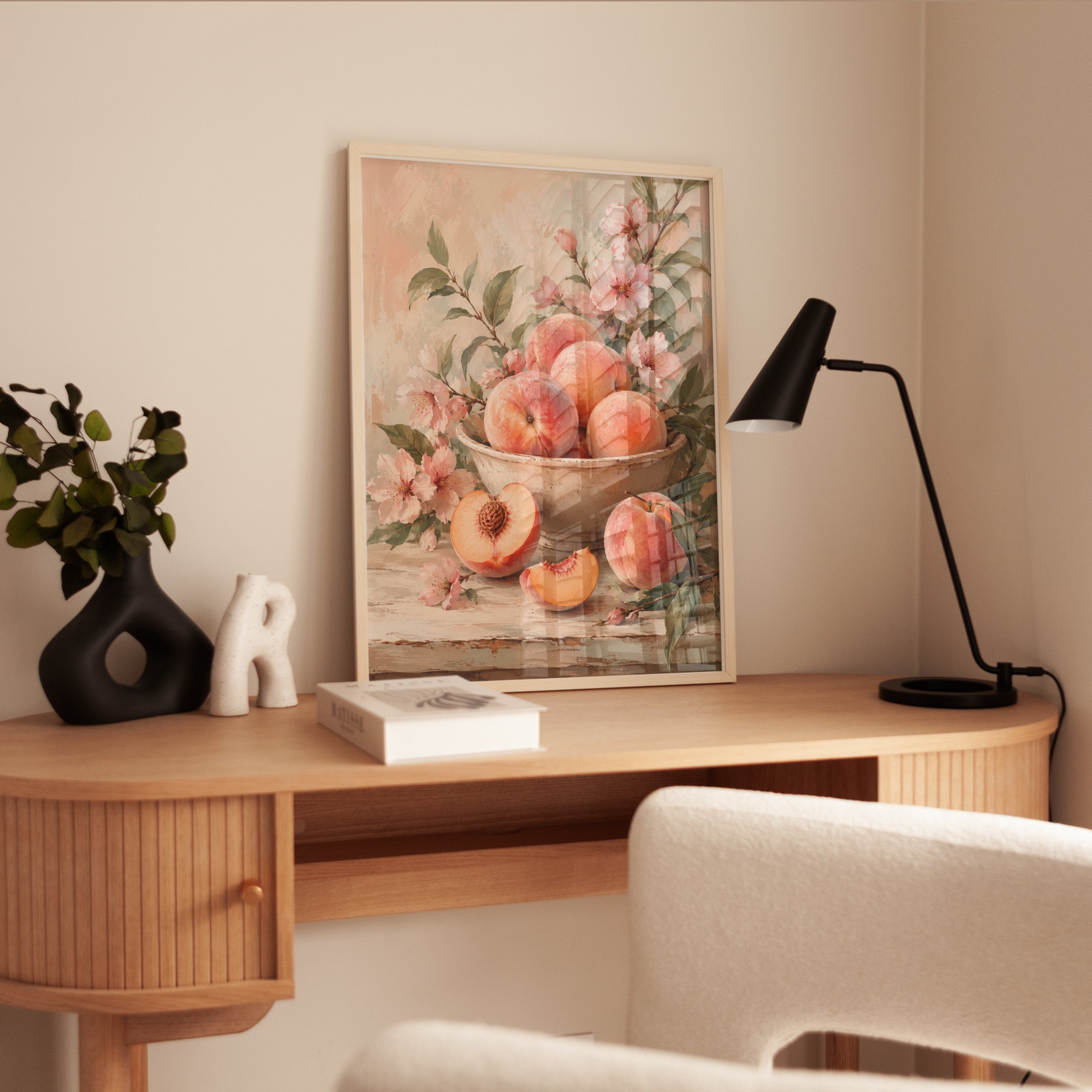 Peach Wall Art – Fruit Kitchen Print - interior