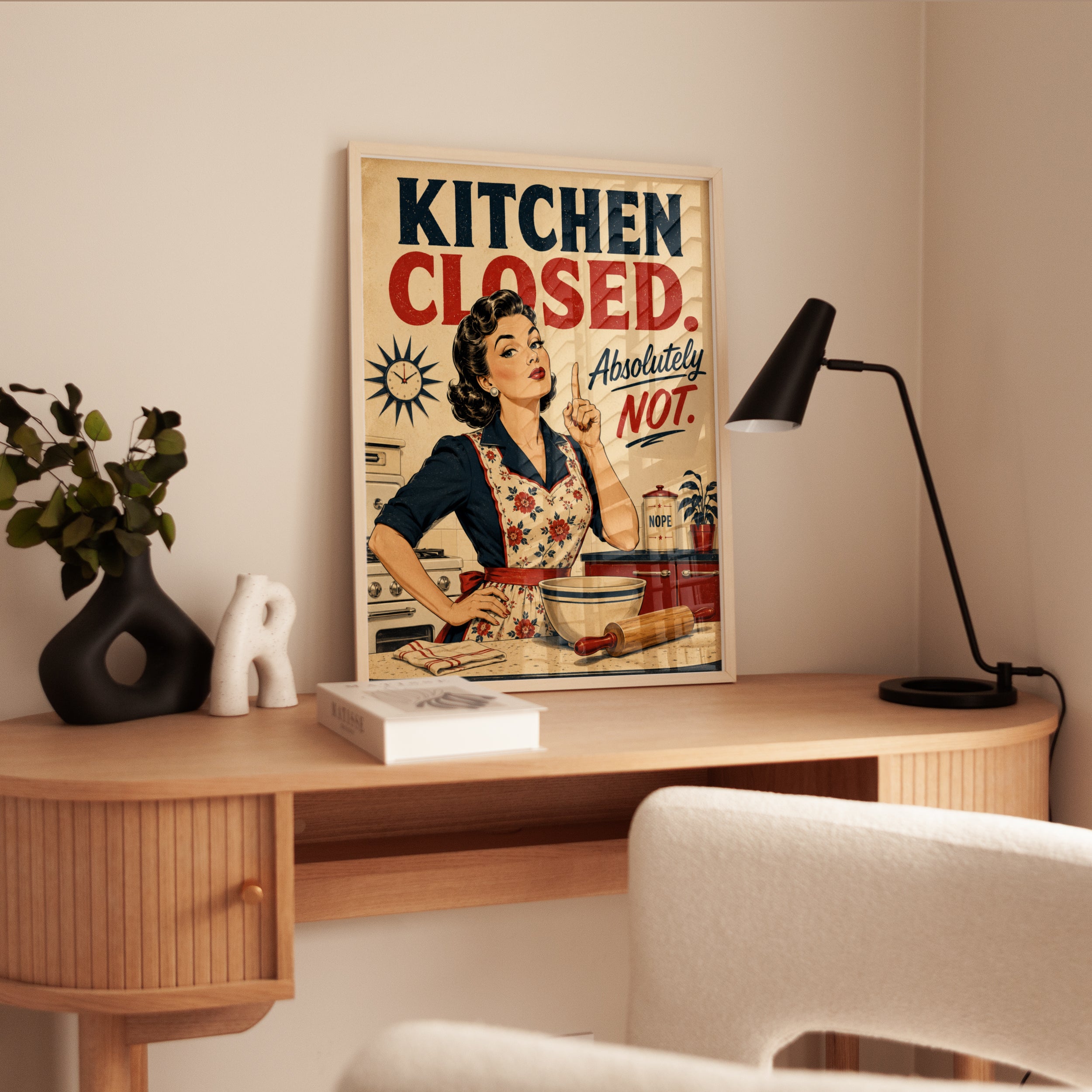 Retro Kitchen Wall Art – Vintage Humor Print - interior