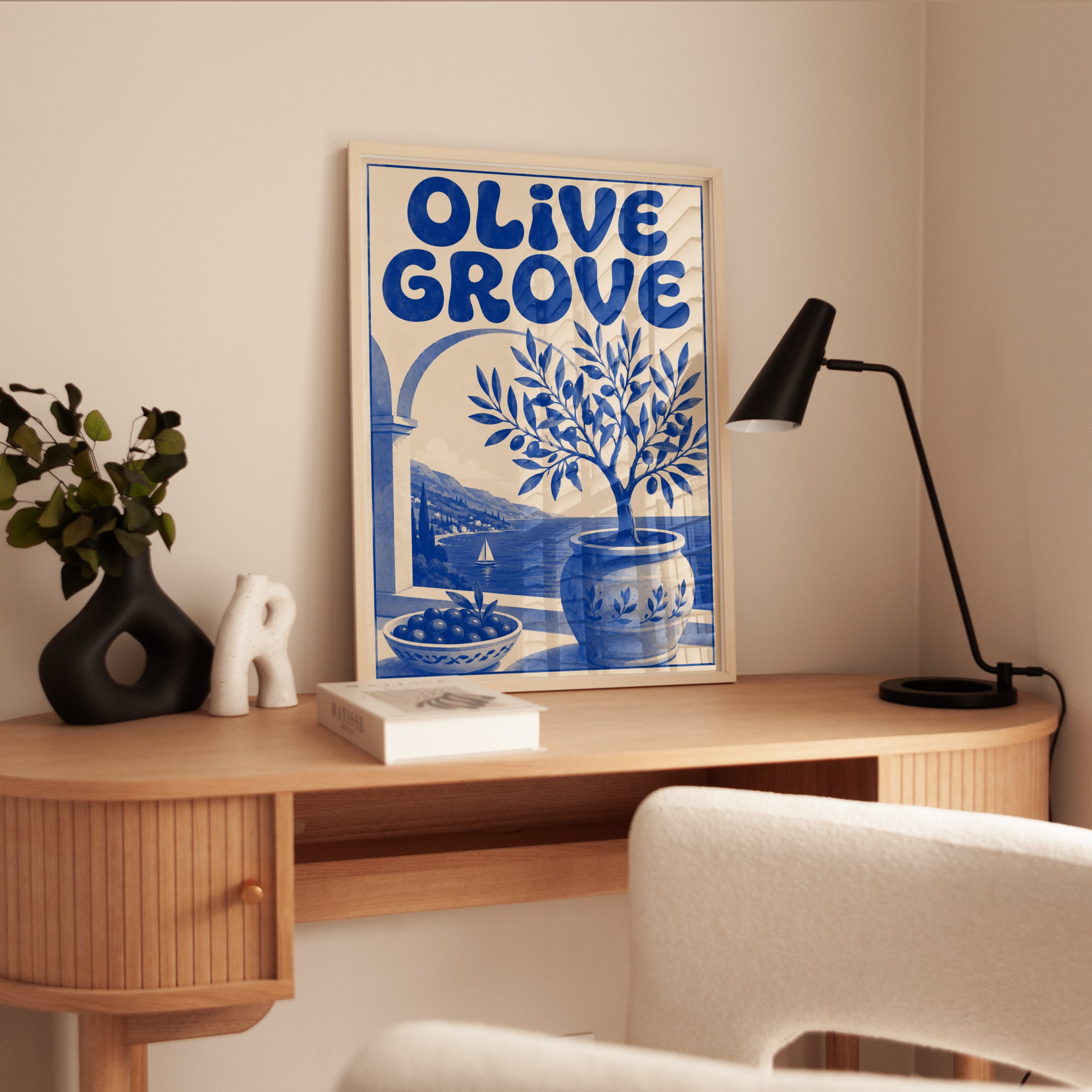 Vintage Mediterranean Olive Grove Print - interior
