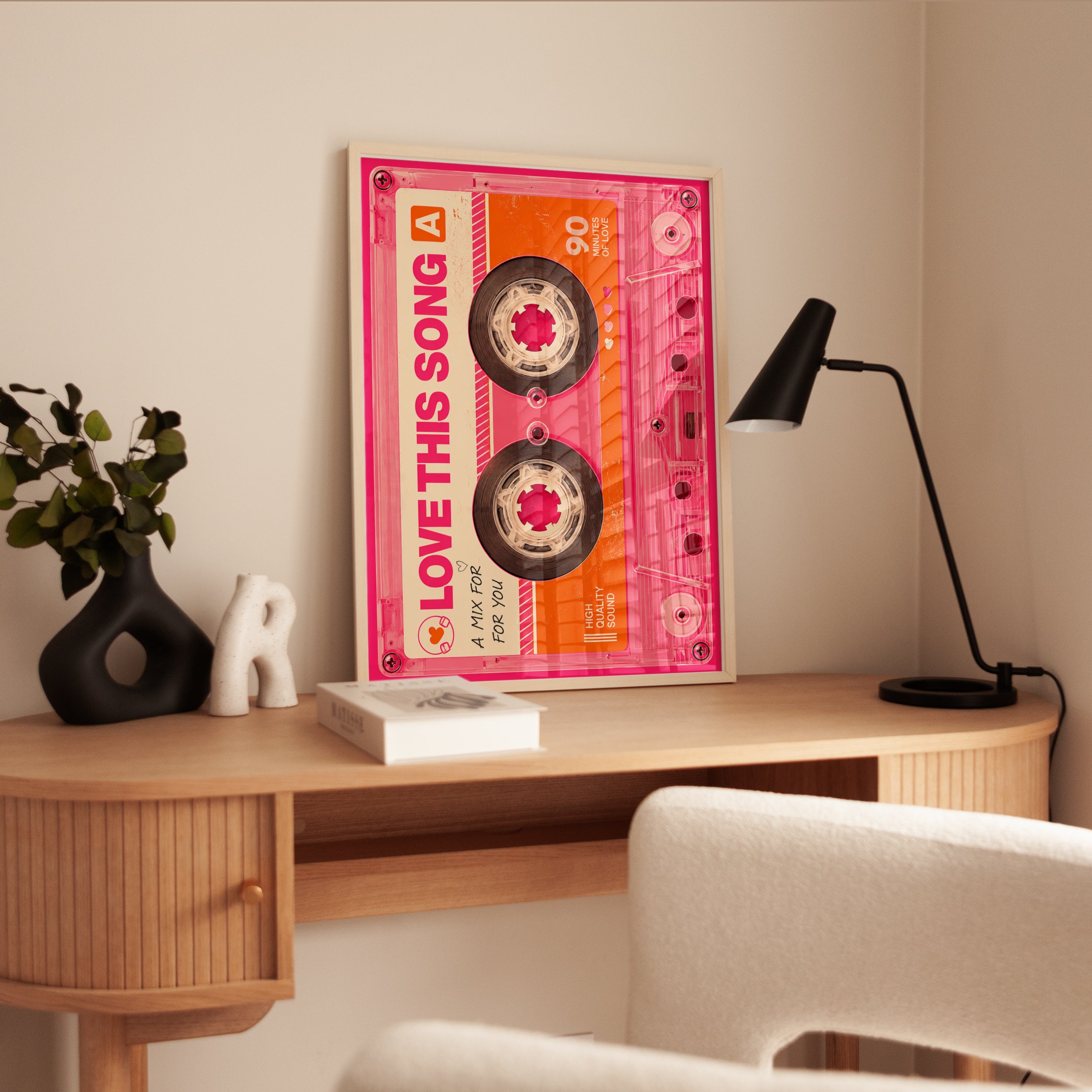 Retro Cassette Tape Print: 90s Nostalgia - interior