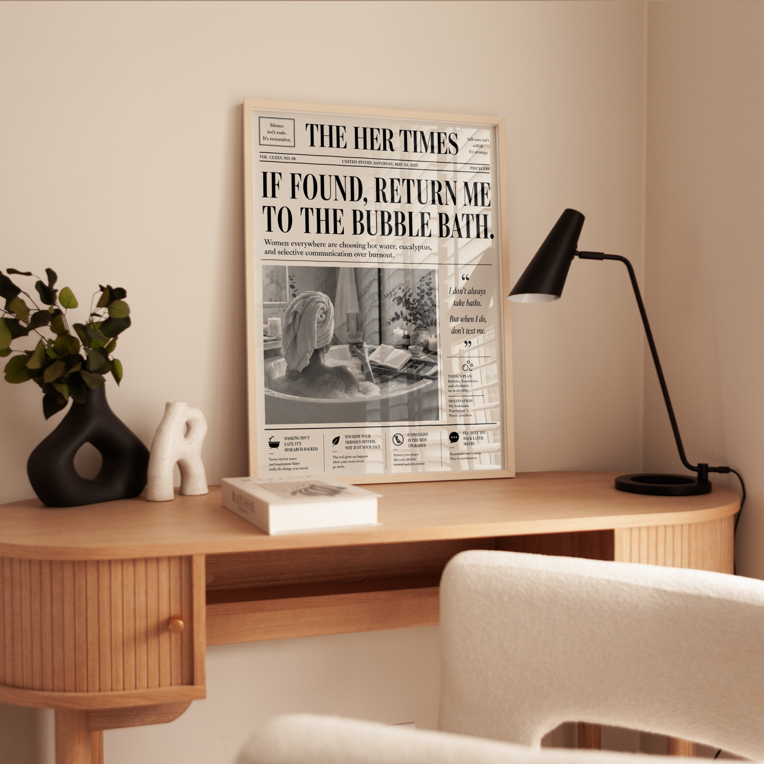 Vintage Newspaper Bathroom Print - interior