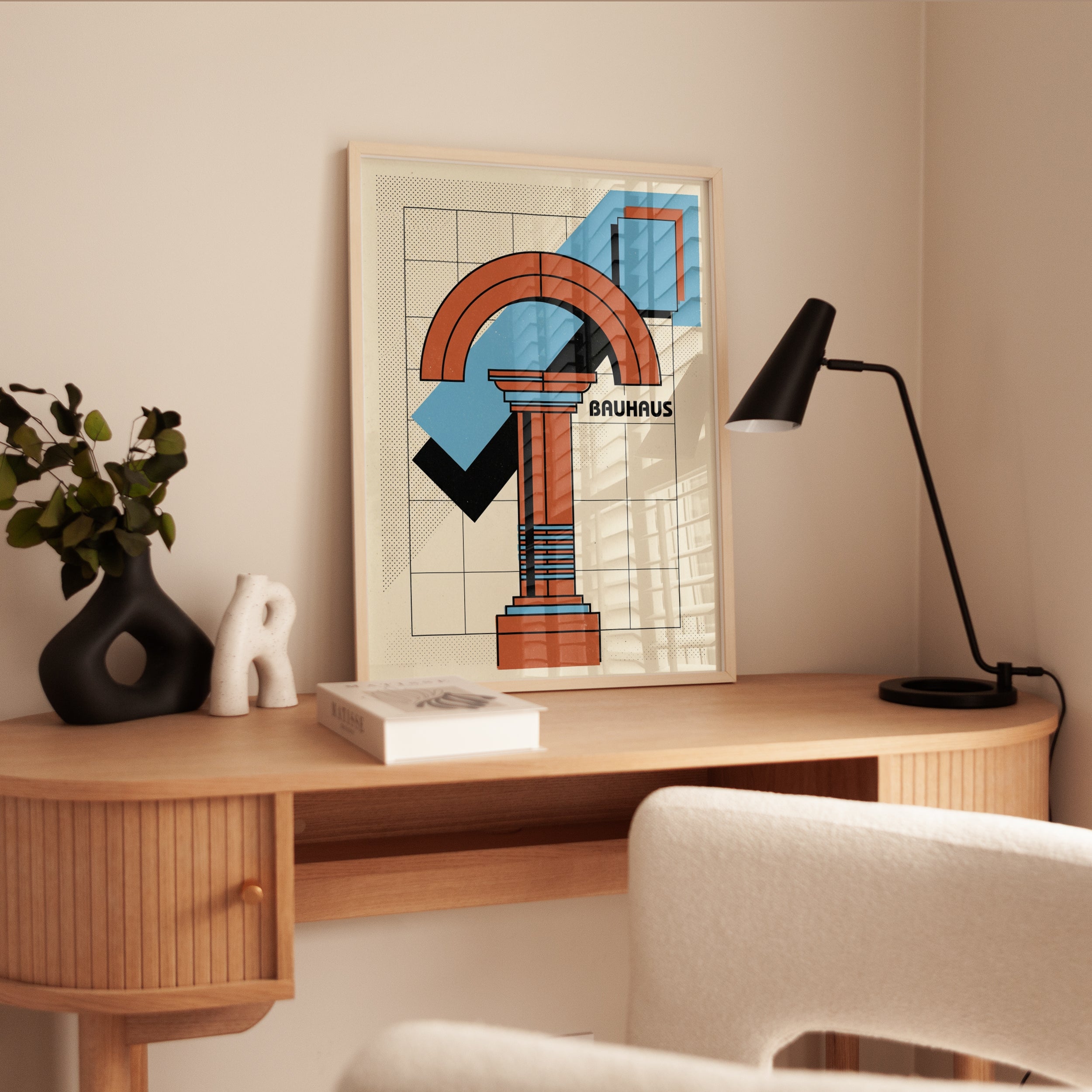 Bauhaus Geometric Column Print: Modernist Architecture Art - interior