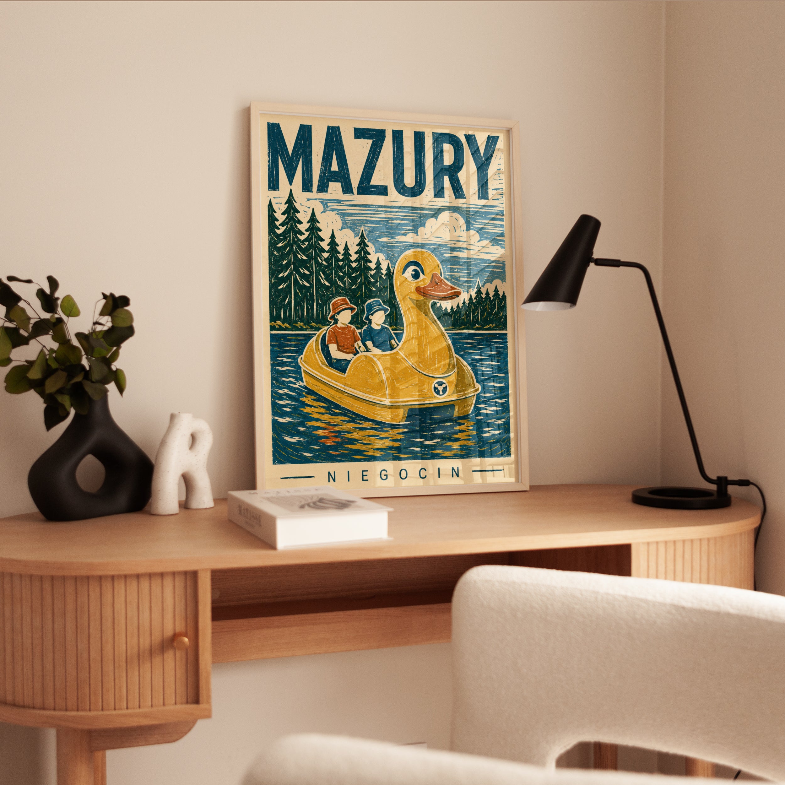 Vintage Travel Poster – Mazury Poland Lake Print - interior