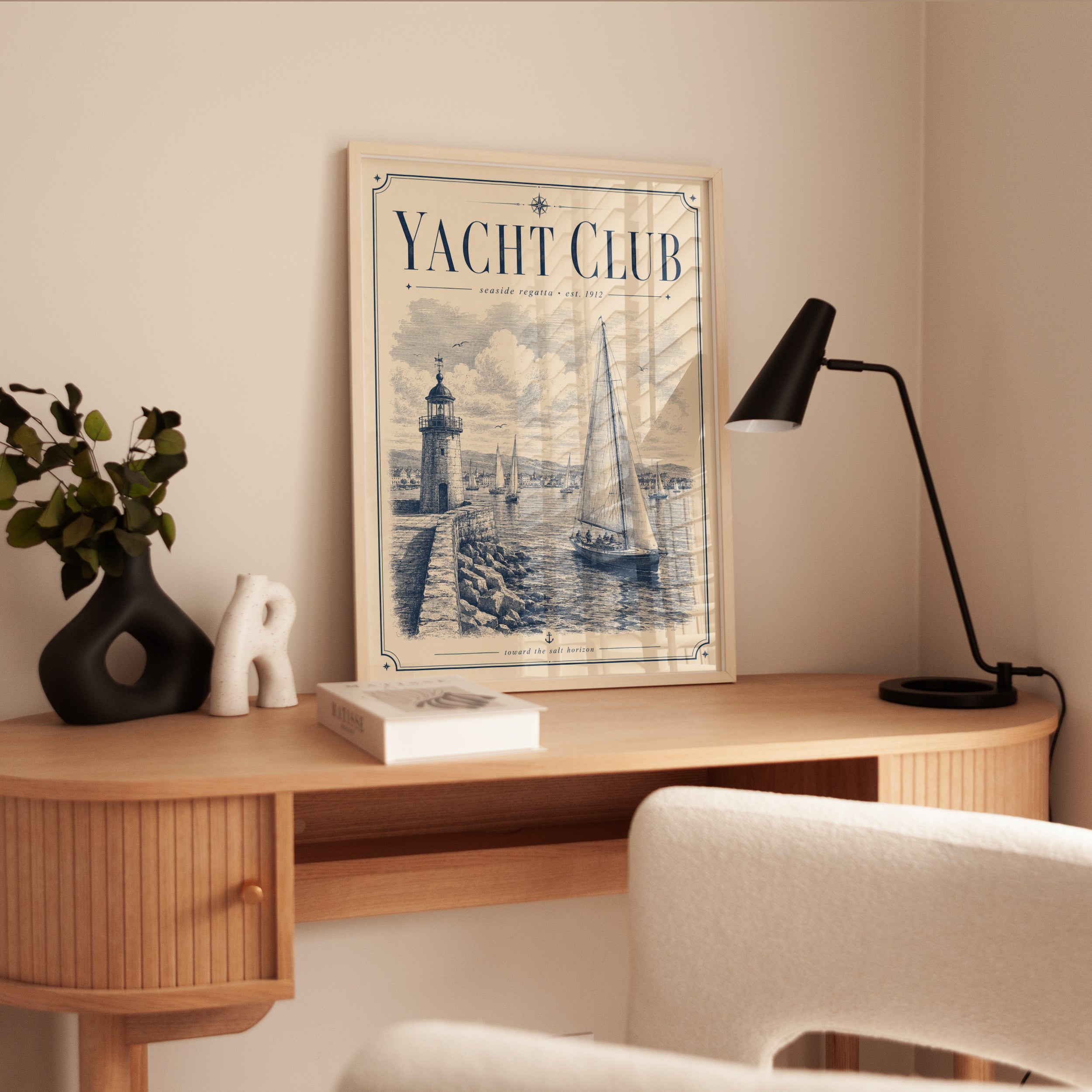 Yacht Club Poster – Vintage Nautical Wall Art - interior