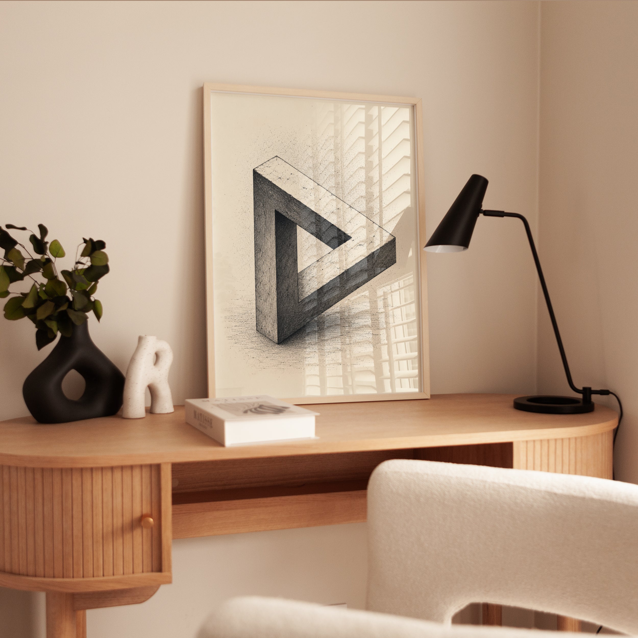 Impossible Triangle Print – Geometric Wall Art - interior