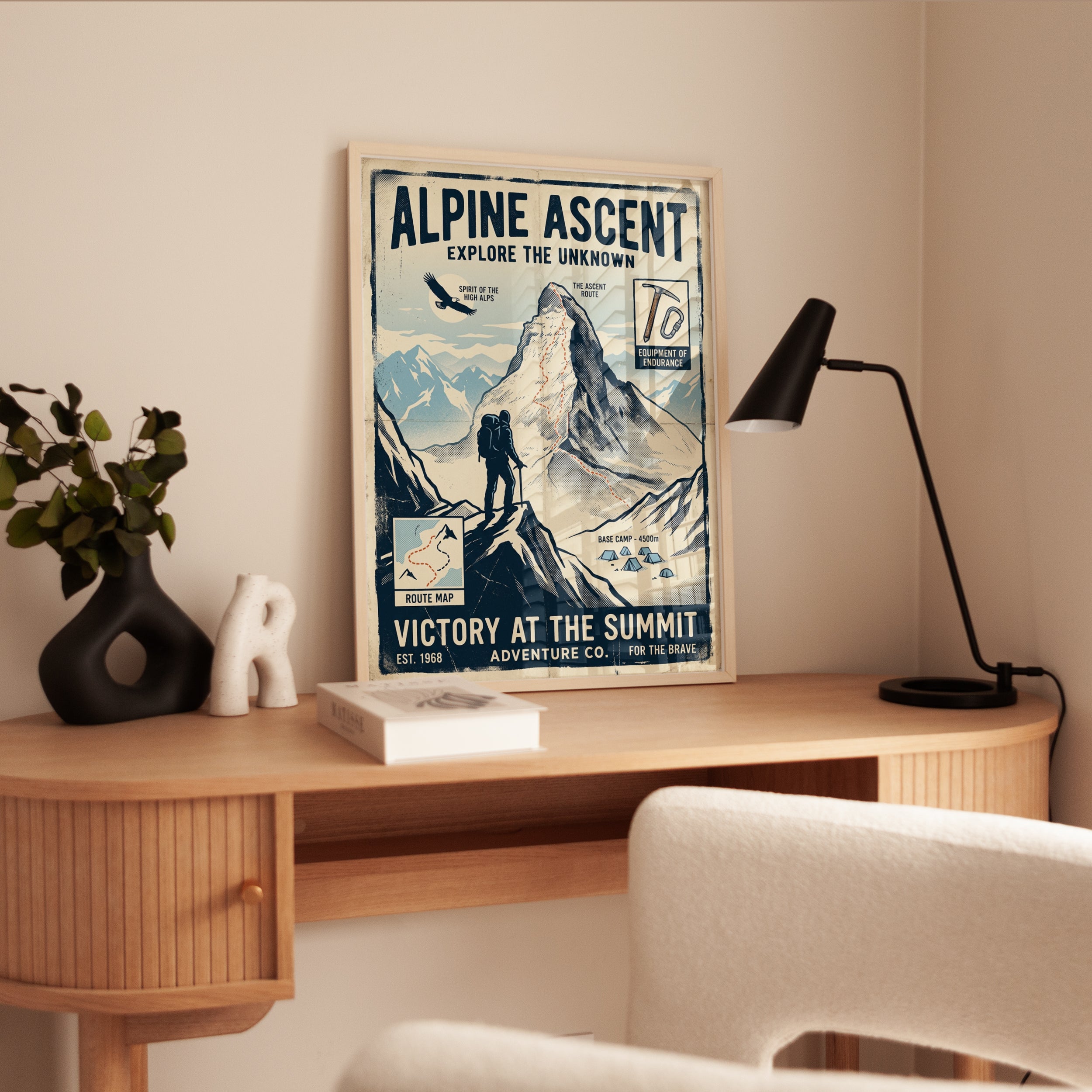 Vintage Alpine Climbing Poster — Retro Mountain Adventure Print - interior
