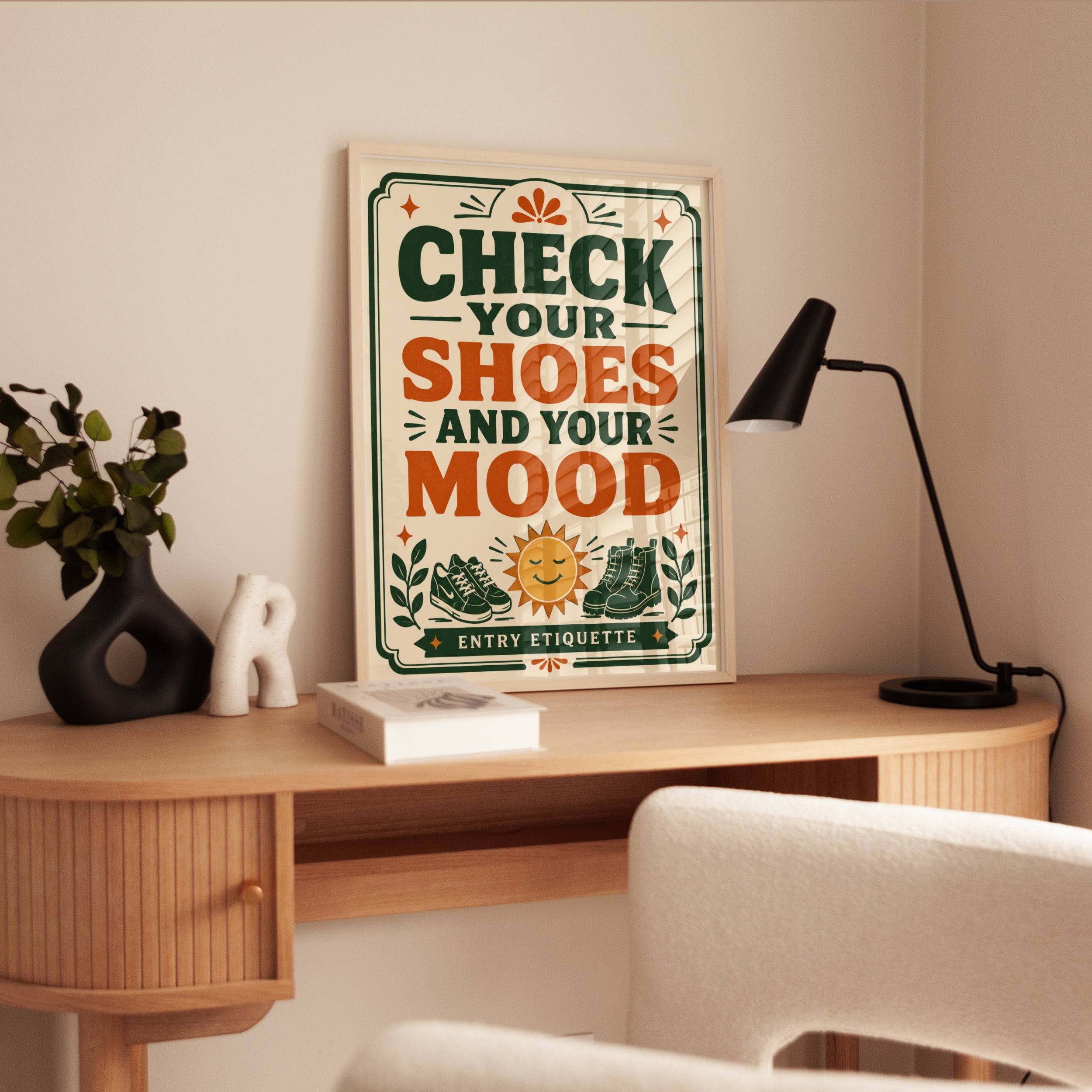 Entryway Wall Art – Check Your Shoes Sign - interior