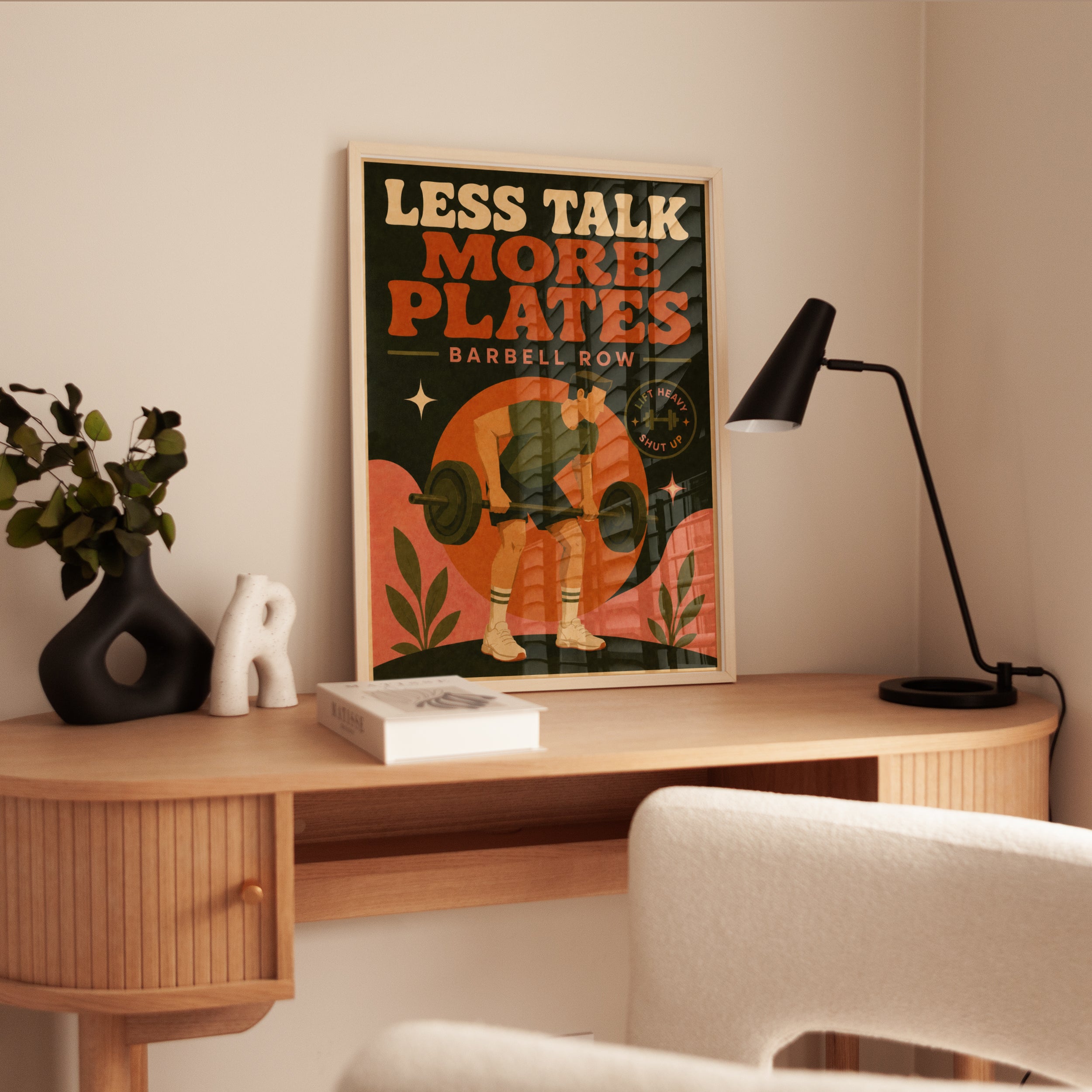 Motivational Gym Poster – Less Talk More Plates - interior