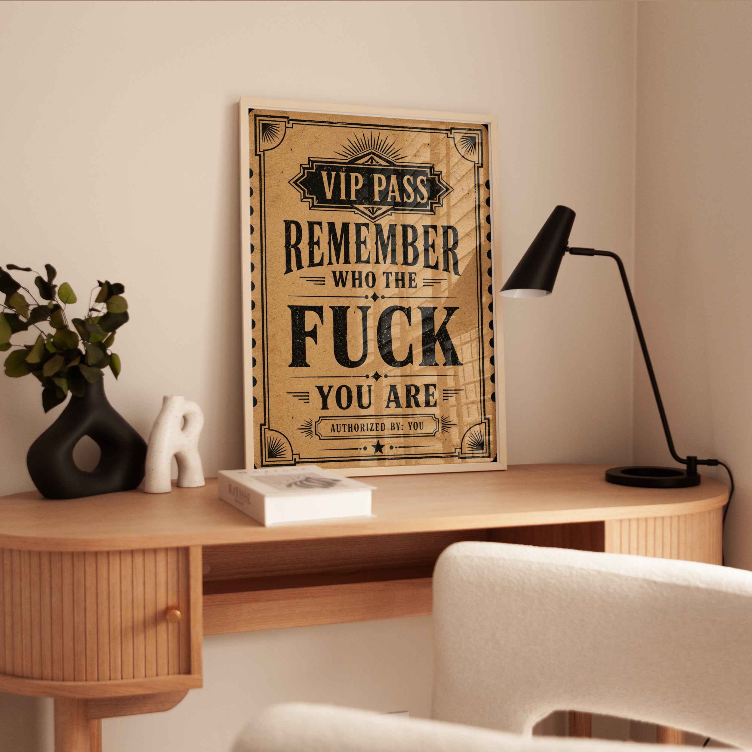 Funny Bathroom Wall Art – VIP Pass Humor Print - interior