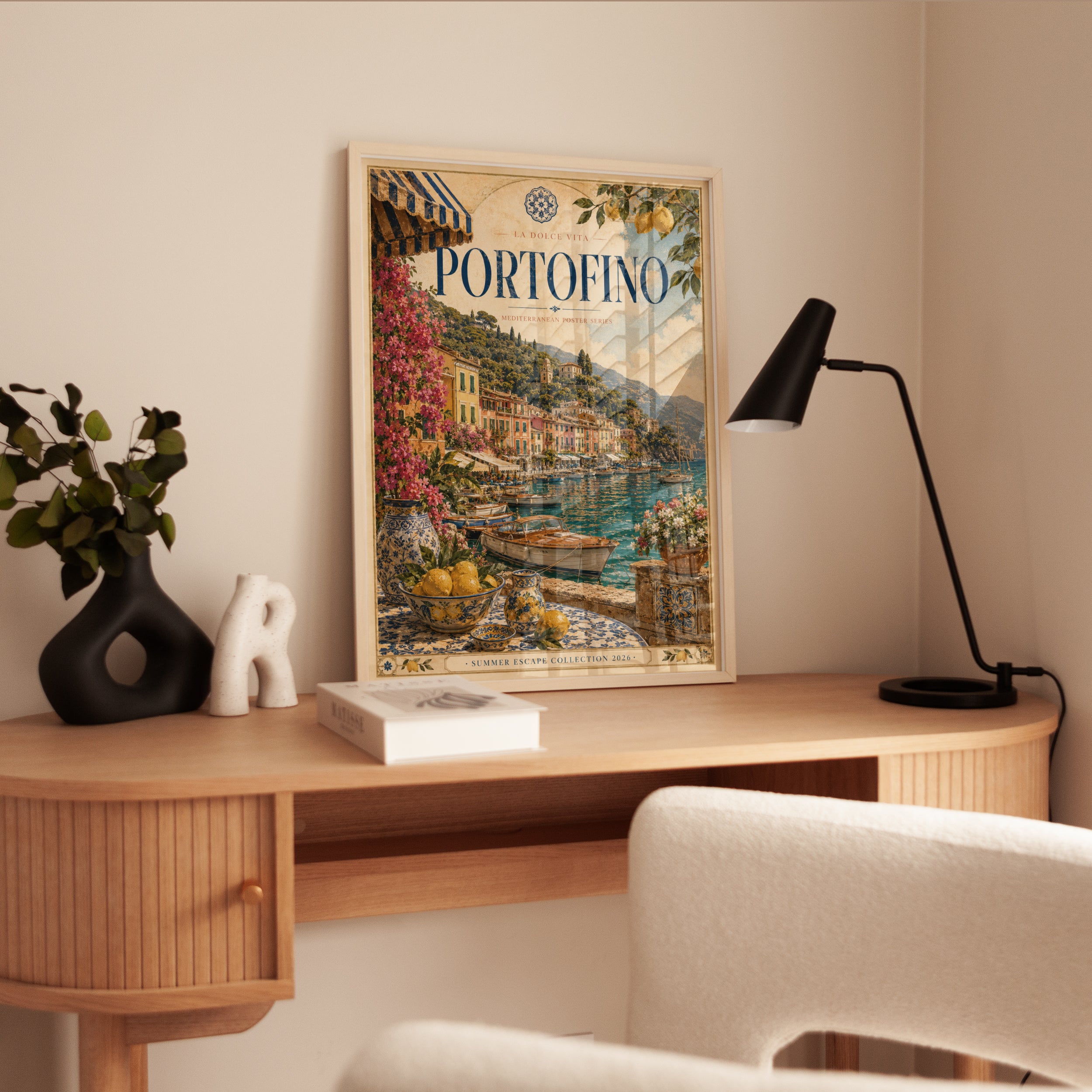 Portofino Vintage Travel Poster — Italian Coastal Art - interior