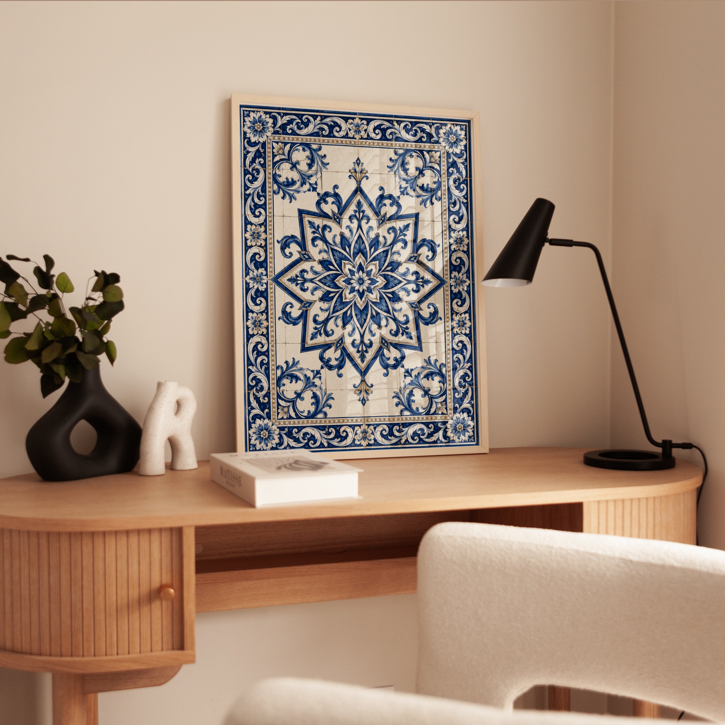 Blue Tile Wall Art – Portuguese Azulejo Print - interior