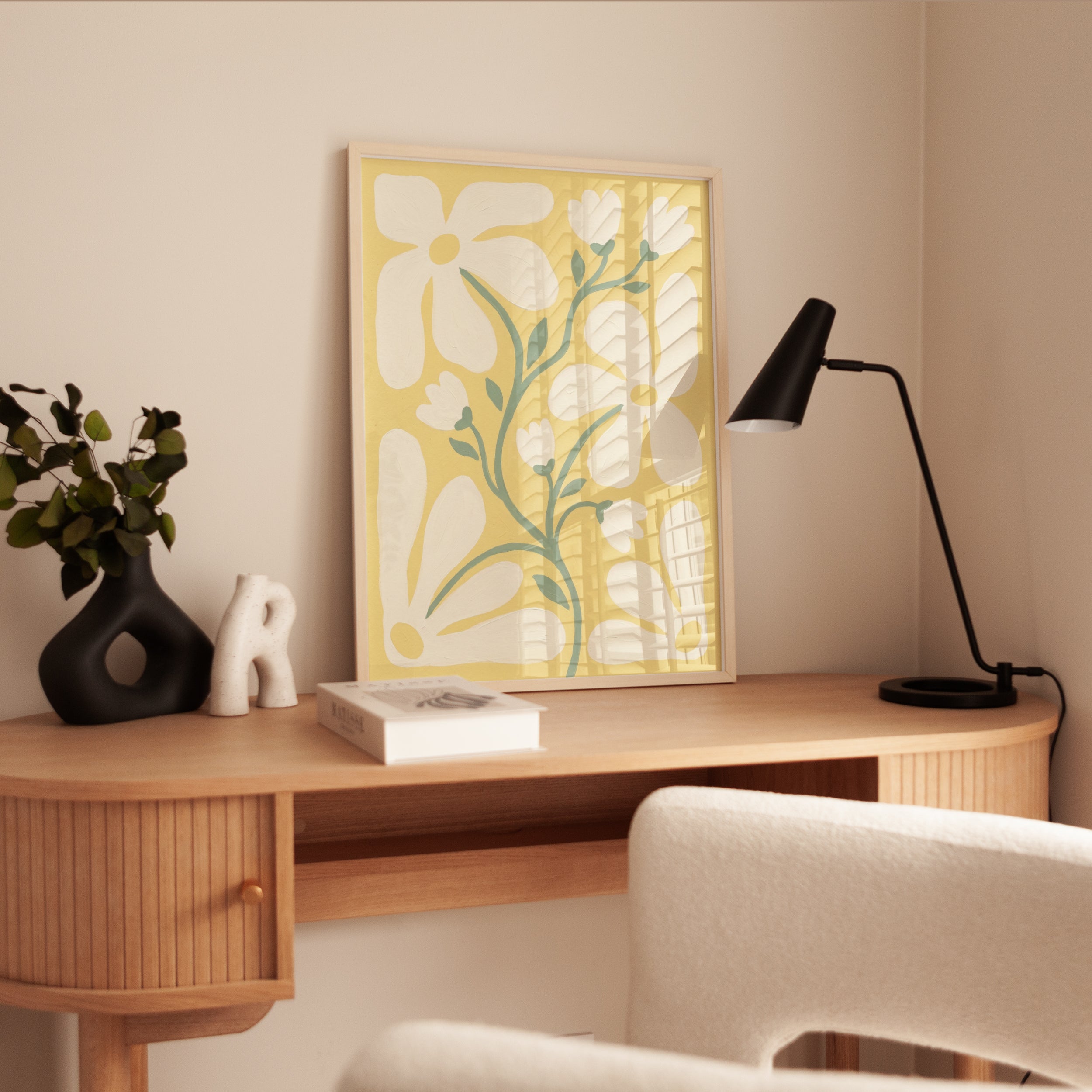 Botanical Wall Art: Yellow Floral Cutout - interior