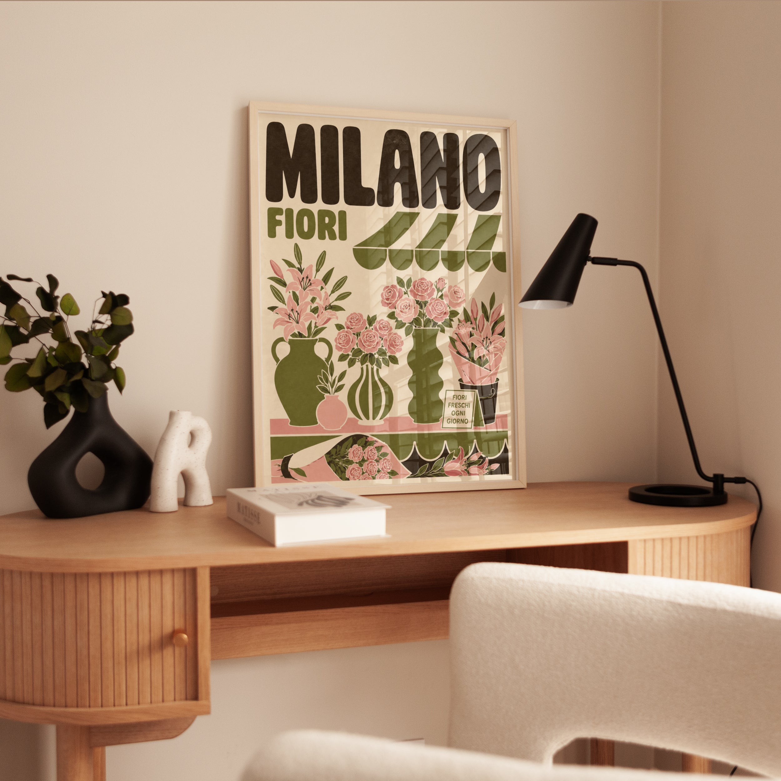 Vintage Milano Flower Market Poster - interior