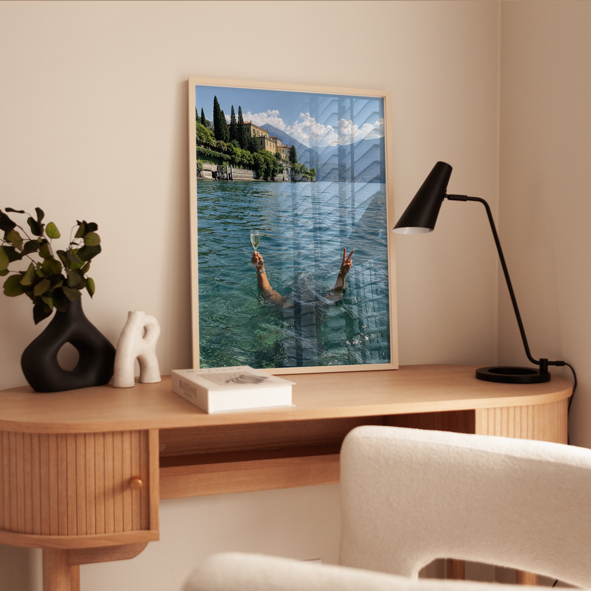 Italian Lake Villa Photography: Turquoise Water Lifestyle Print - interior