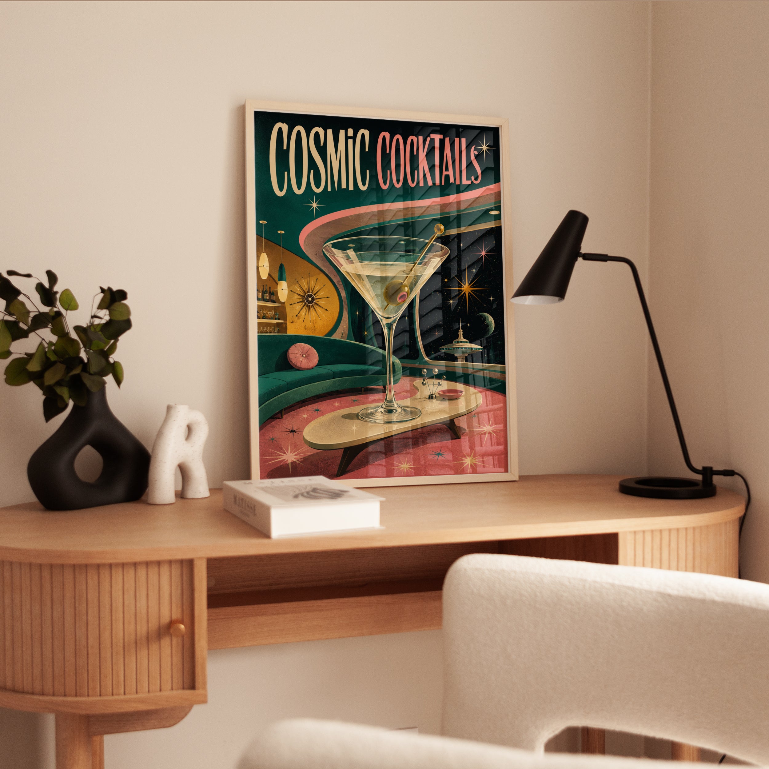 Retro Cocktail Poster – Mid Century Bar Wall Art - interior