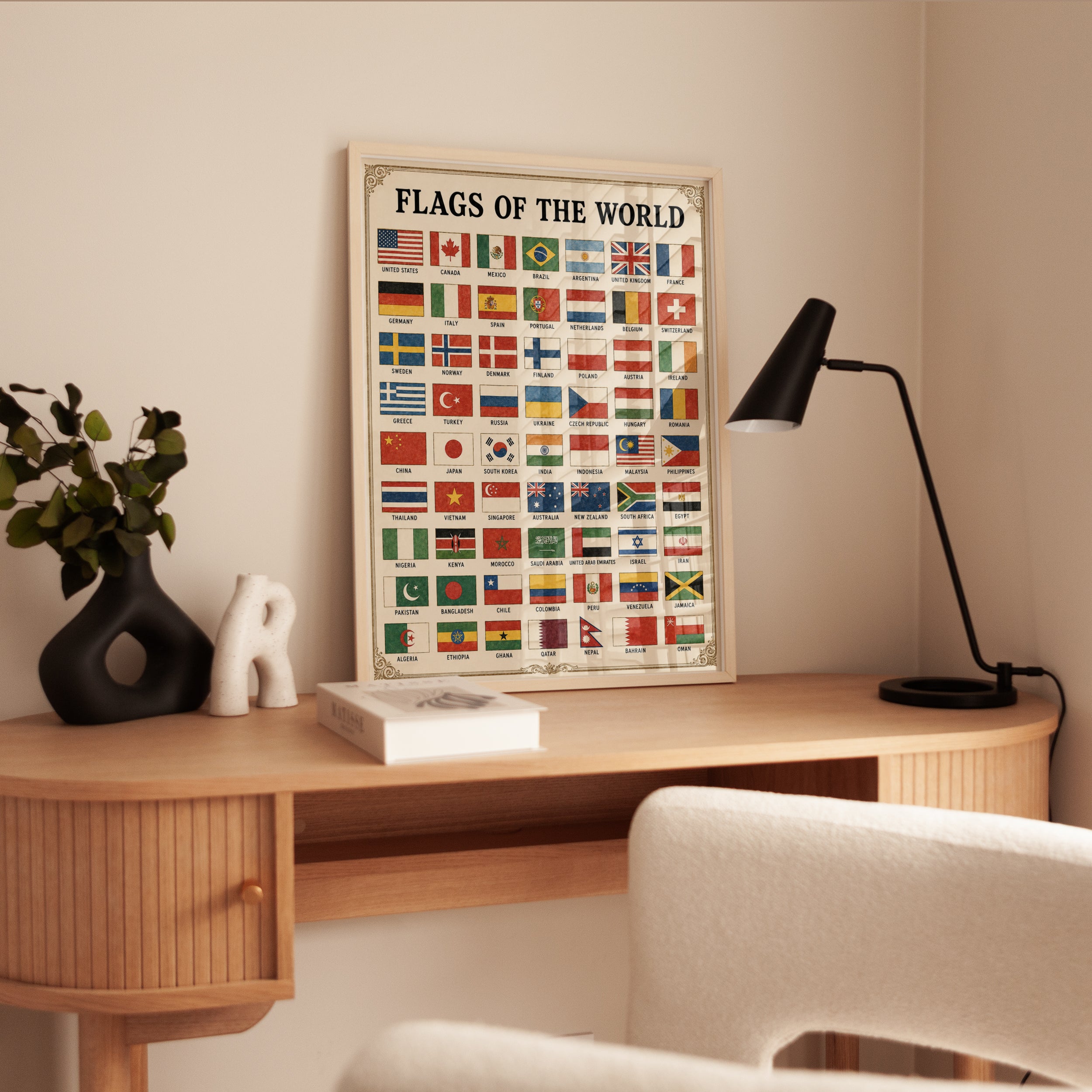 Flags of the World Chart: Vintage Educational Art Print - interior