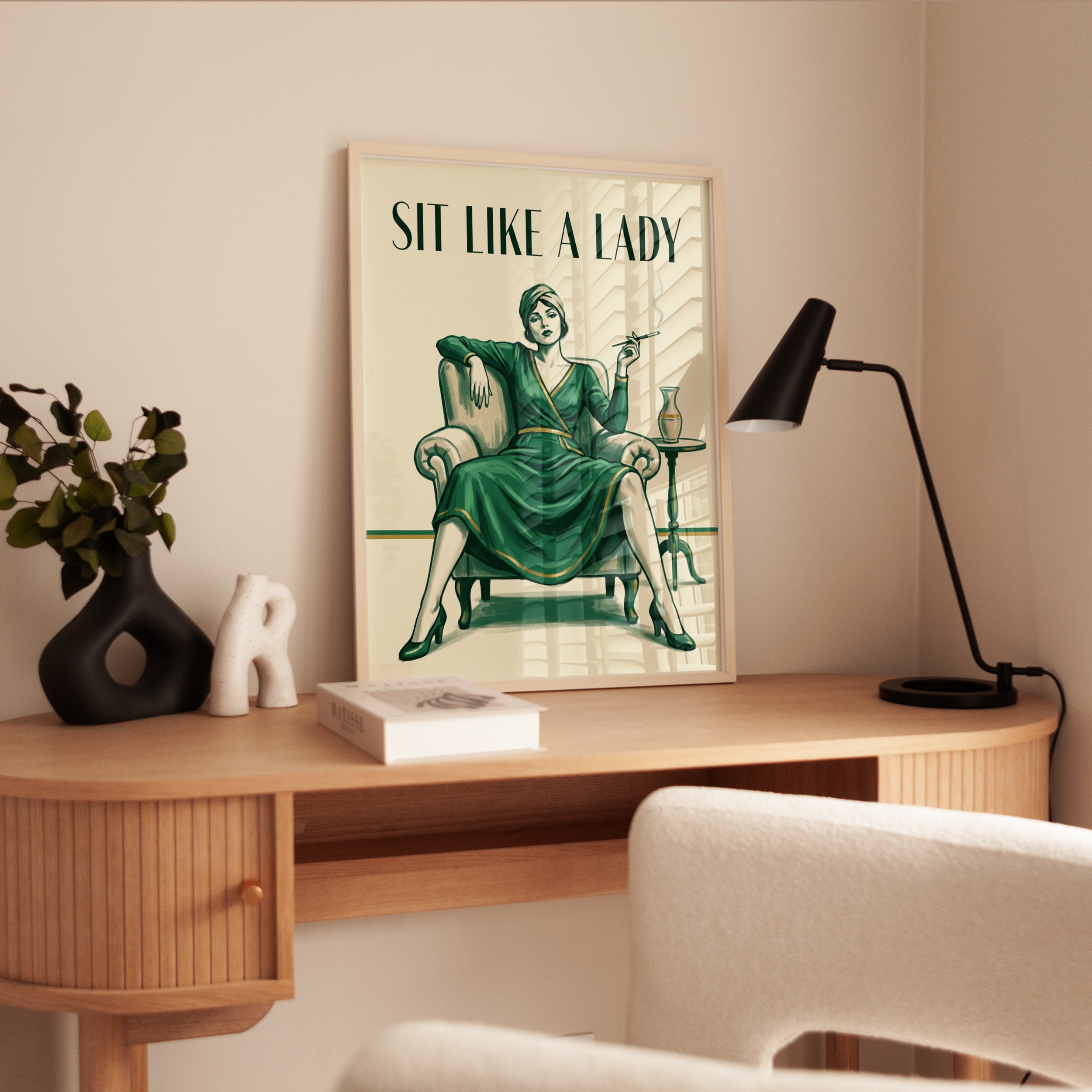 Sit Like a Lady Art Deco Print - interior