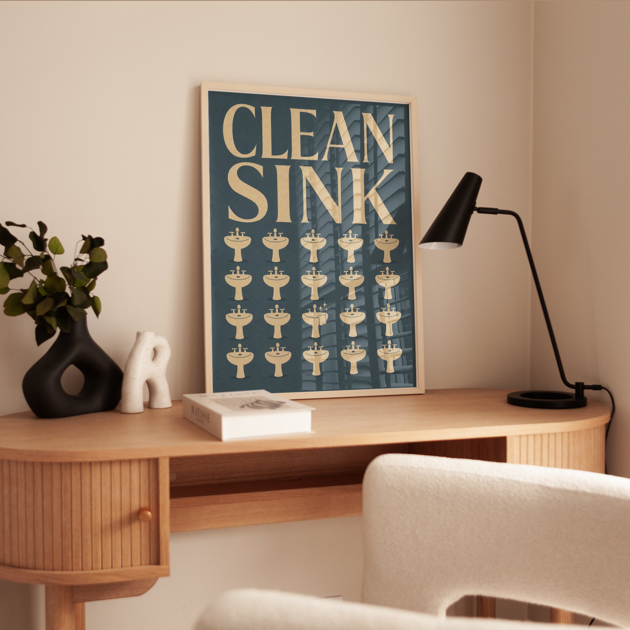 Clean Sink Bathroom Print – Retro Funny Wall Art - interior