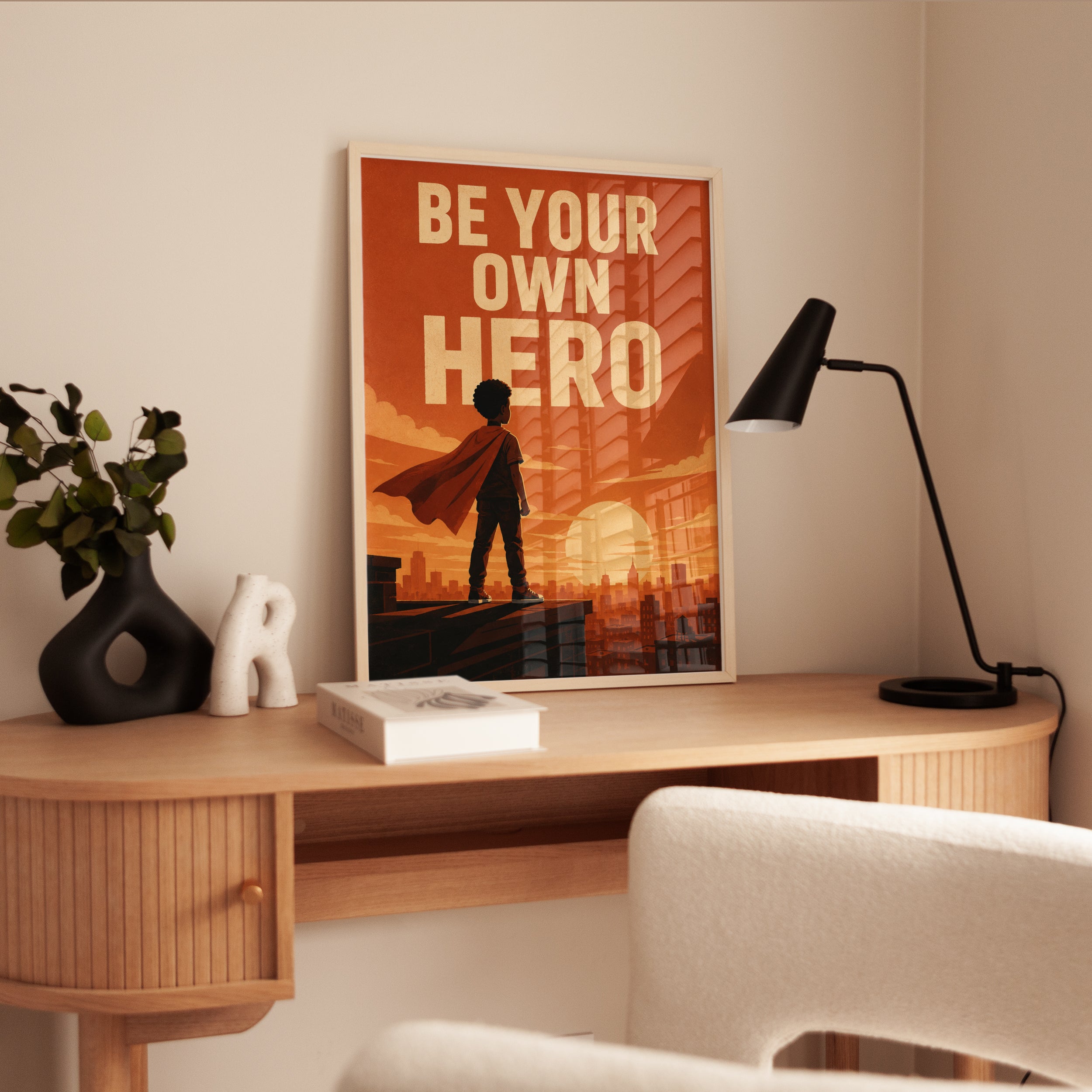 Motivational Wall Art – Superhero Kids Room Print - interior