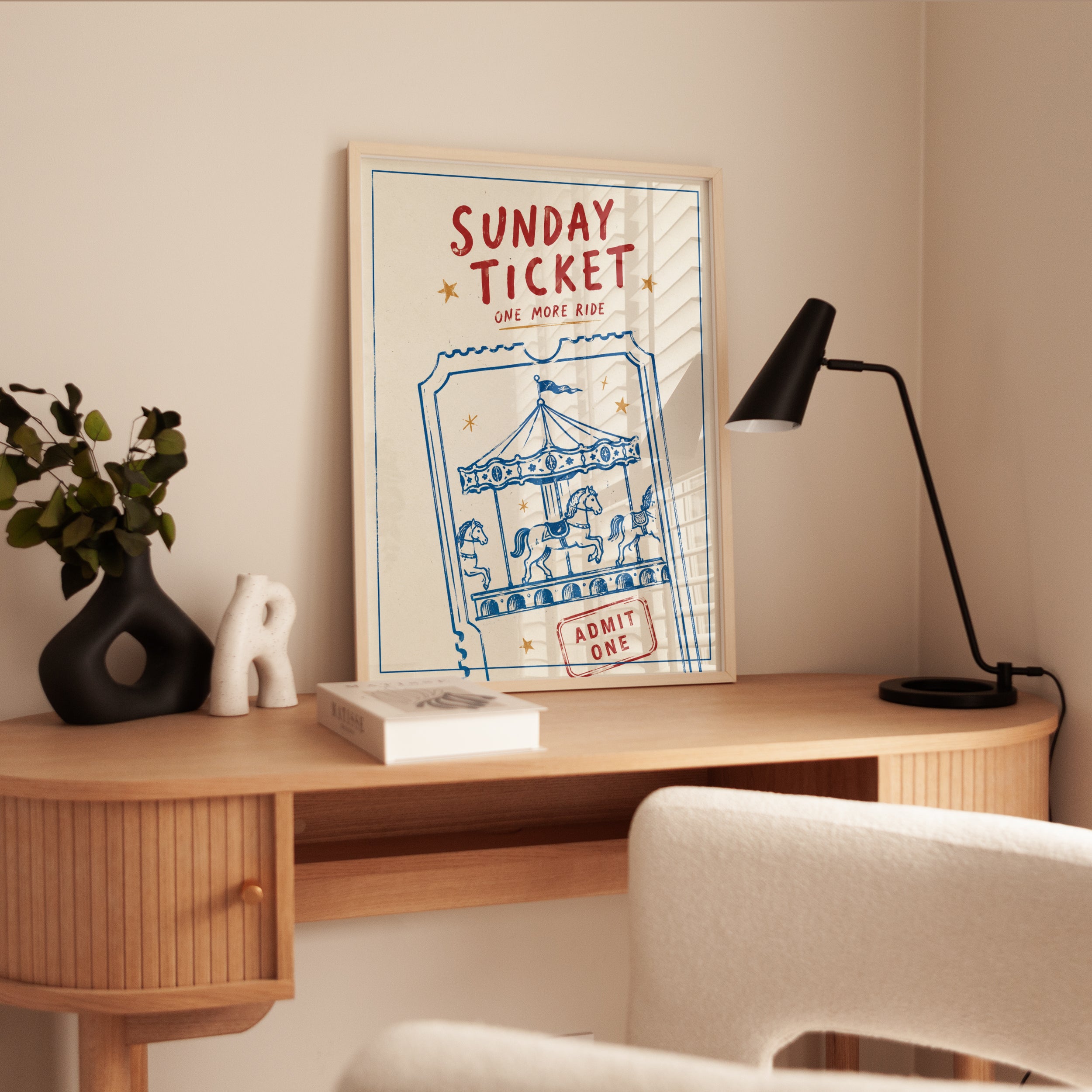 Vintage Carousel Poster – Retro Carnival Print - interior