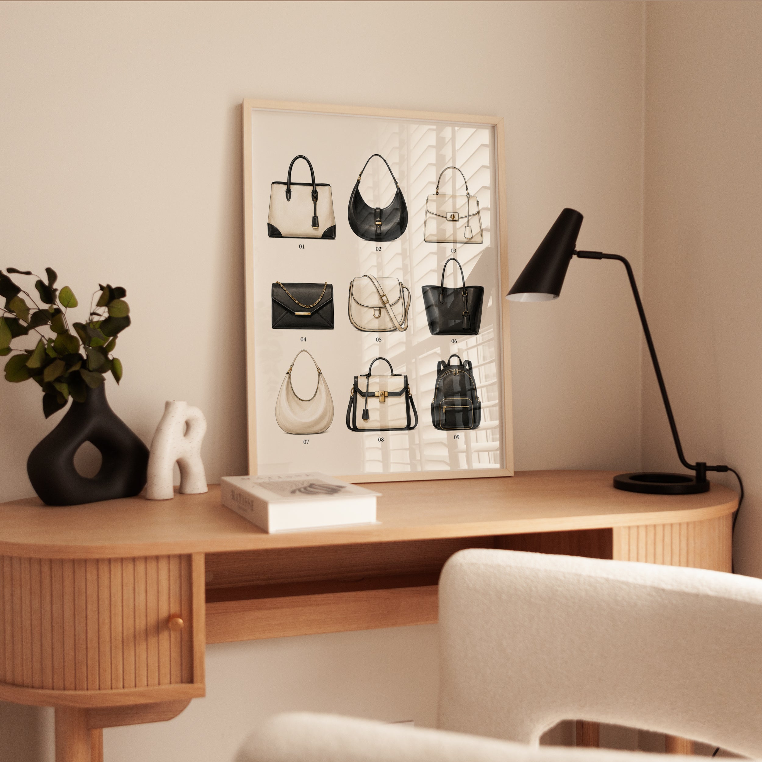 Luxury Handbag Collection Print: Fashion Illustration Wall Art - interior