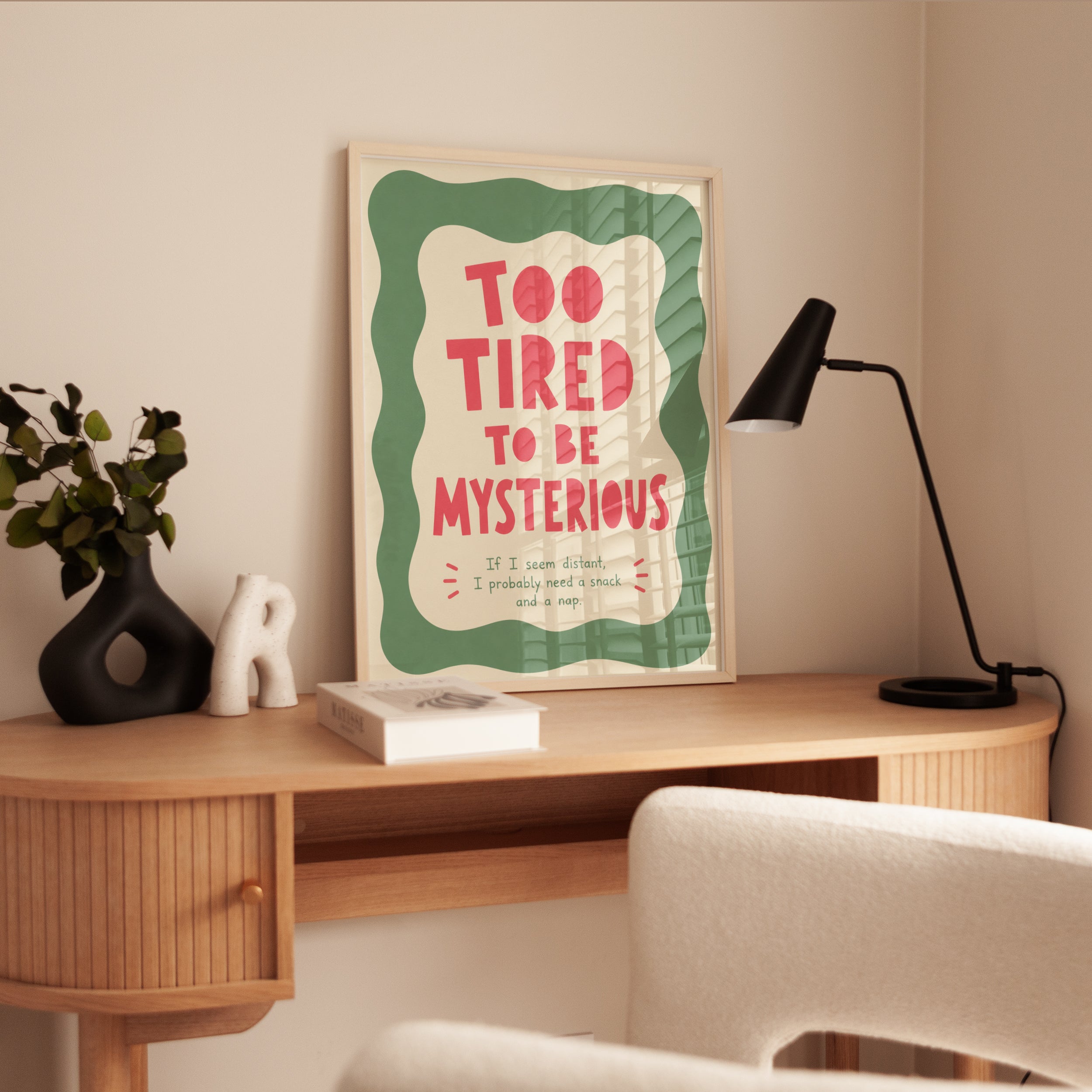 Relatable Quote Print: Retro Style Typography (Coral Pink & Sage) - interior