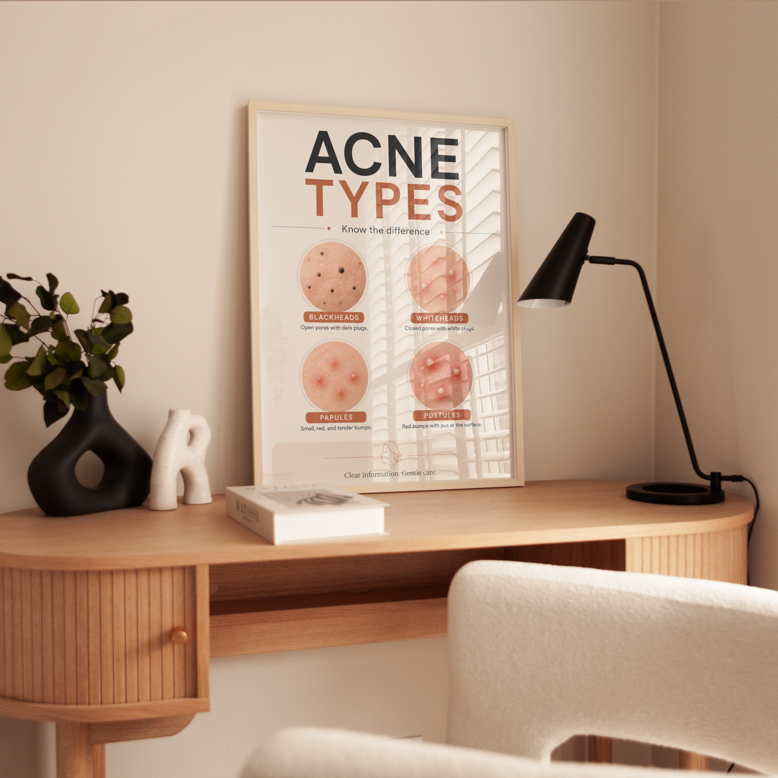 Skincare Poster – Acne Types Educational Print - interior