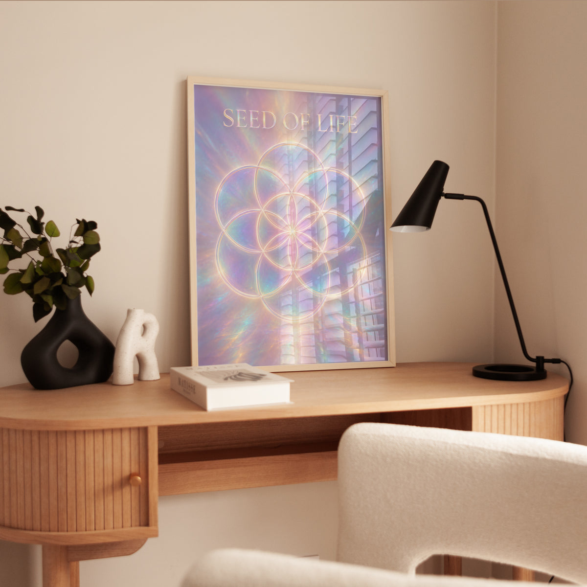Flower of Life Print: Soft Pastel Sacred Geometry (Meditation Decor) - interior