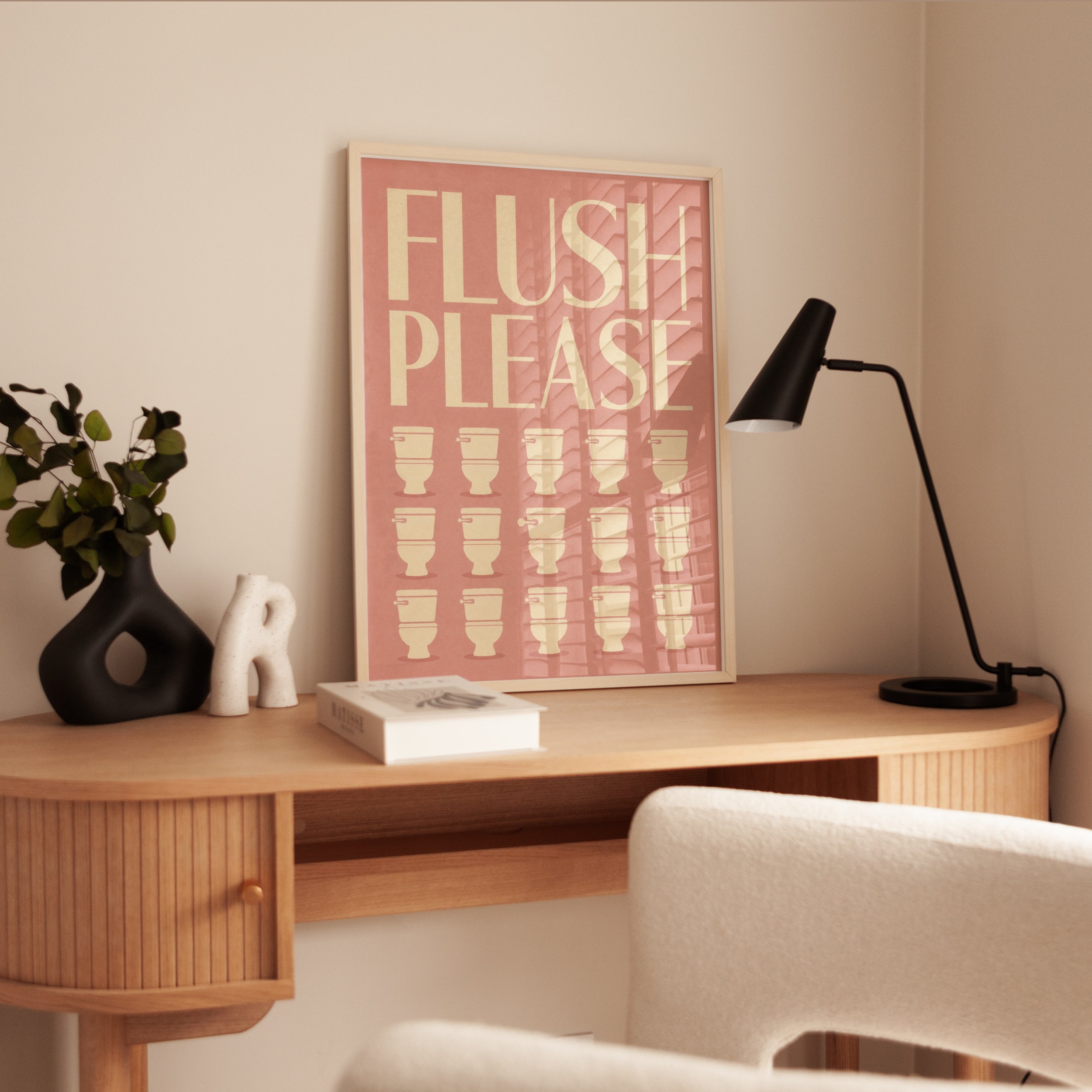 Funny Flush Please Bathroom Sign - interior