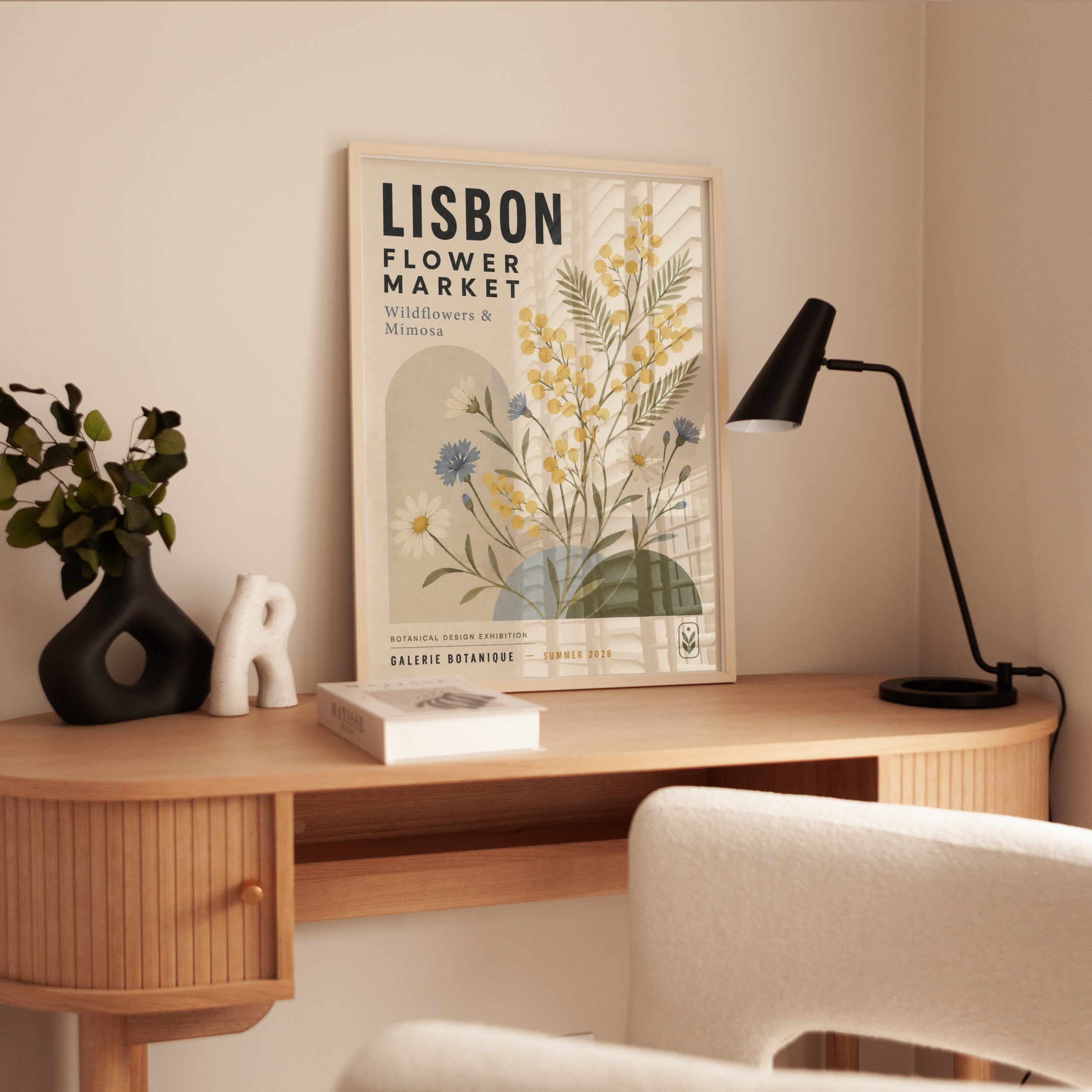 Botanical Flower Market Print — Lisbon Wildflowers & Mimosa - interior