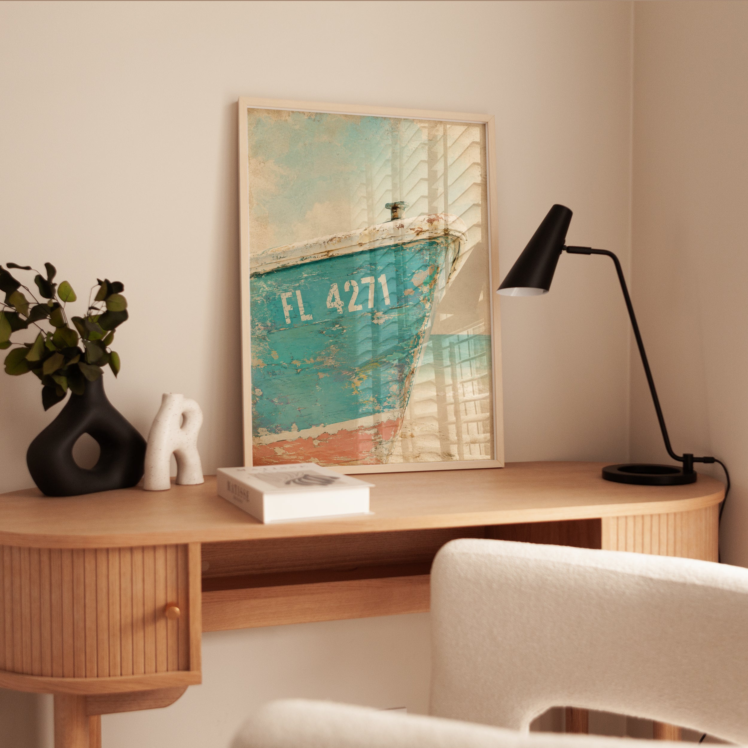 Vintage Boat Wall Art – Coastal Decor Print - interior