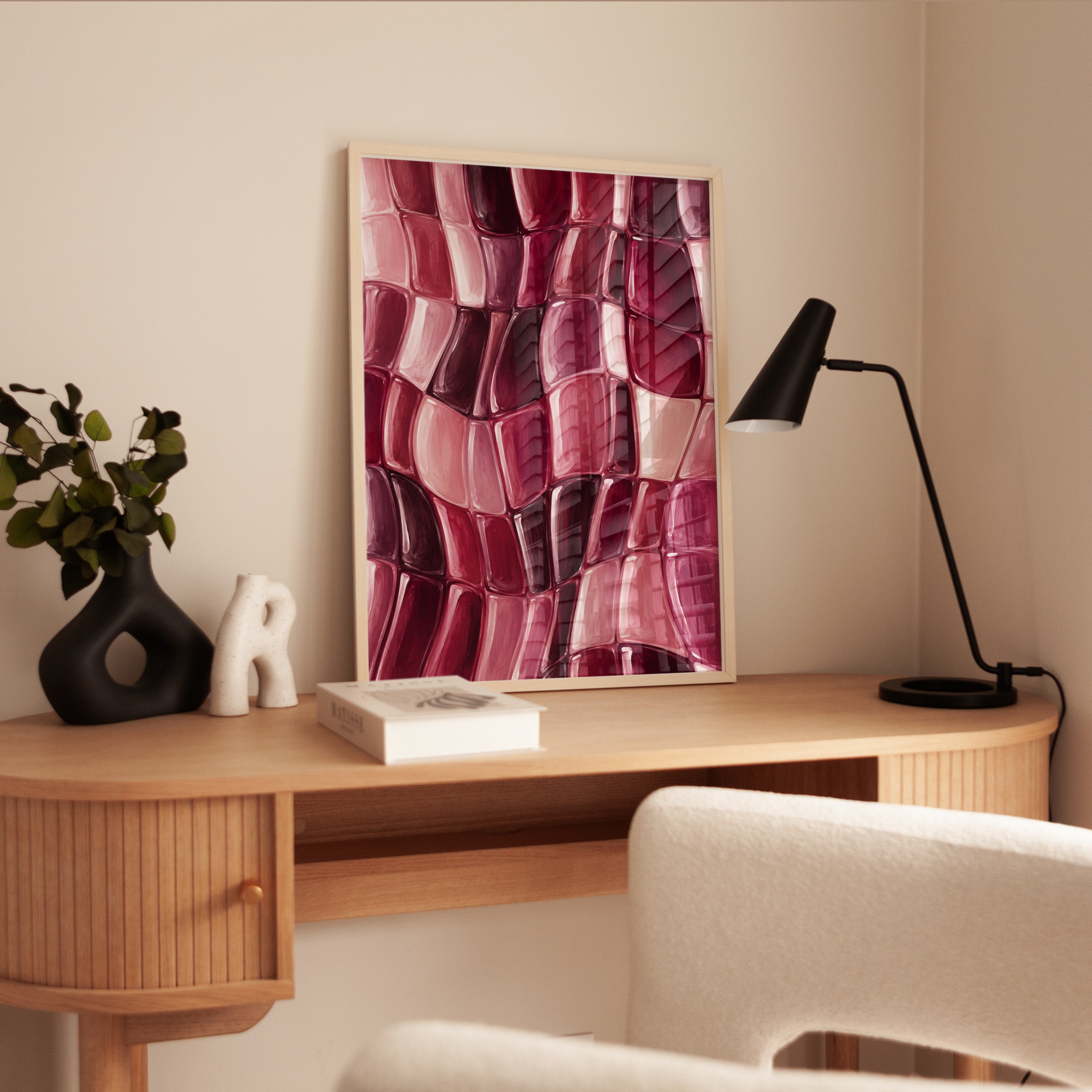 Pink Crocodile Texture Wall Art: Glossy Reptile Skin Pattern - interior