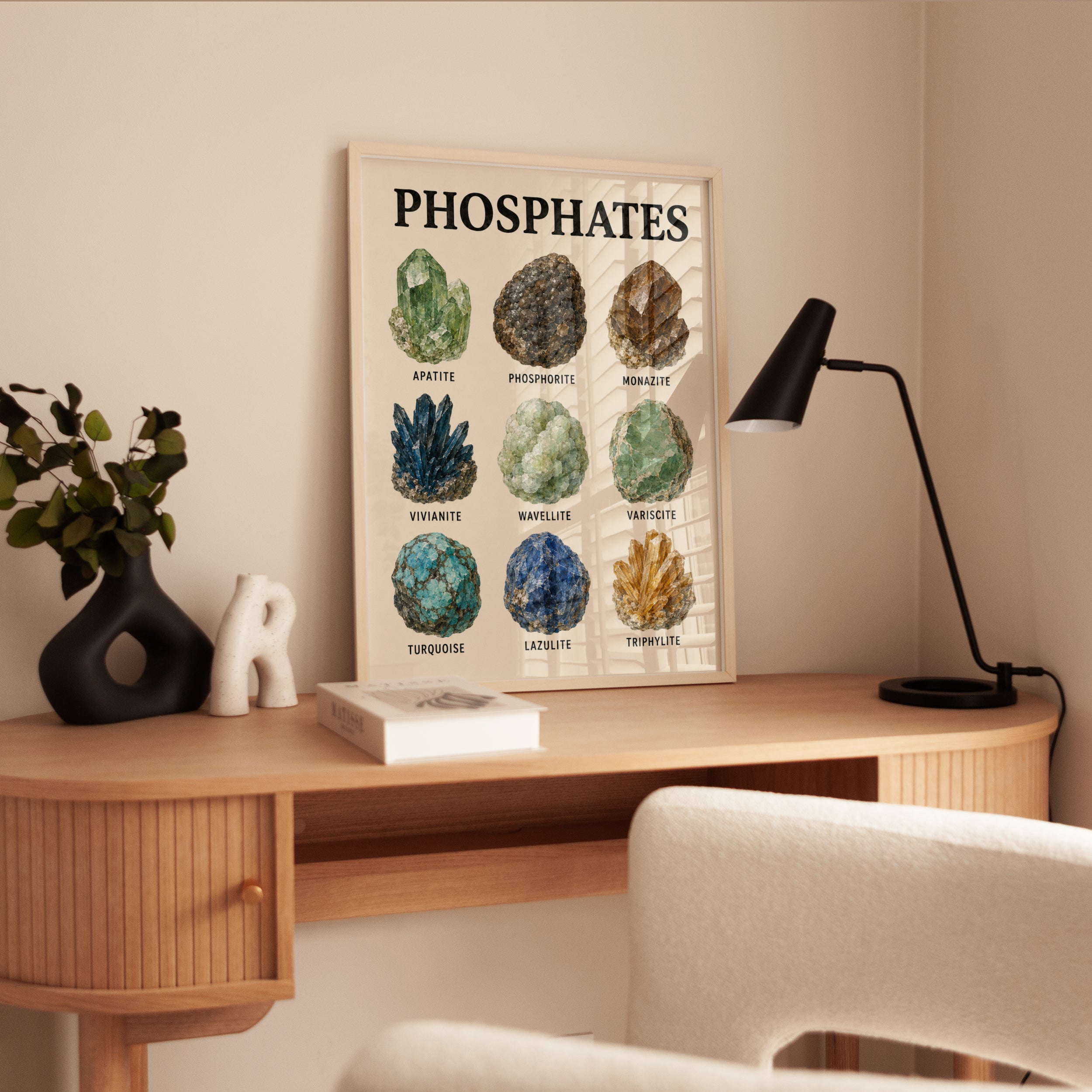 Phosphate Minerals Art Print: Vintage Scientific Illustration - interior