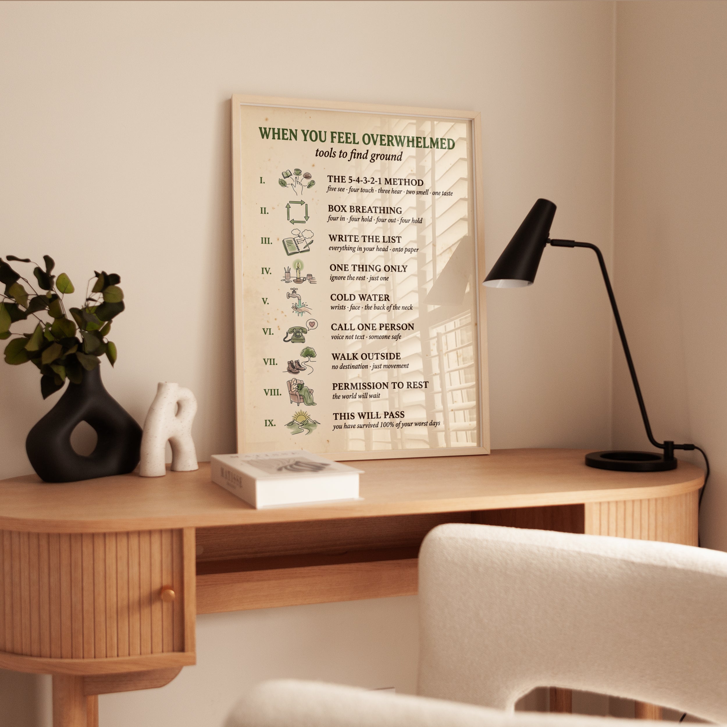 Mental Health Print: Practical Grounding Techniques (A1 to A4 Sizes) - interior