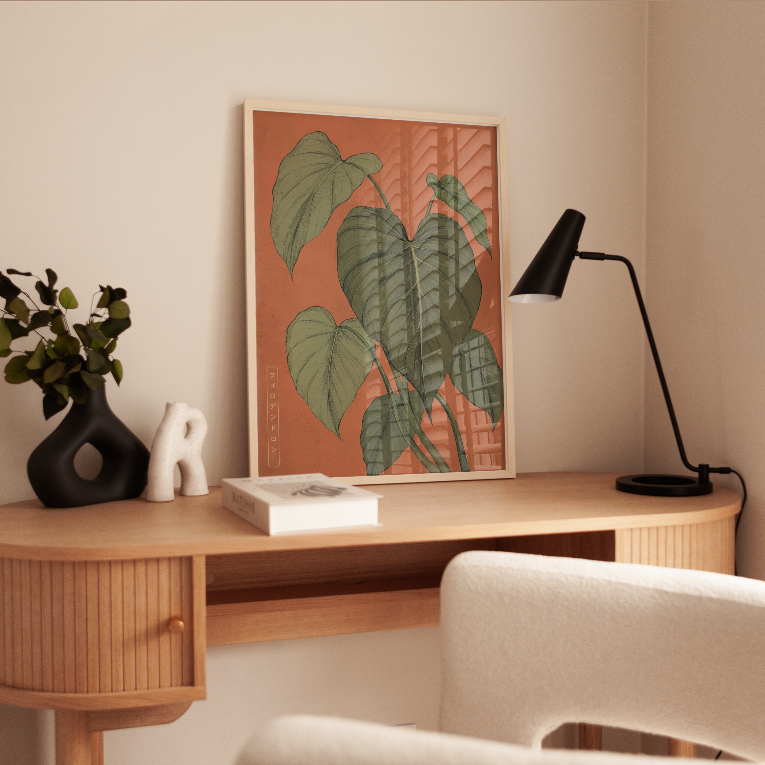Botanical Philodendron Print — Japanese-Inspired Art - interior
