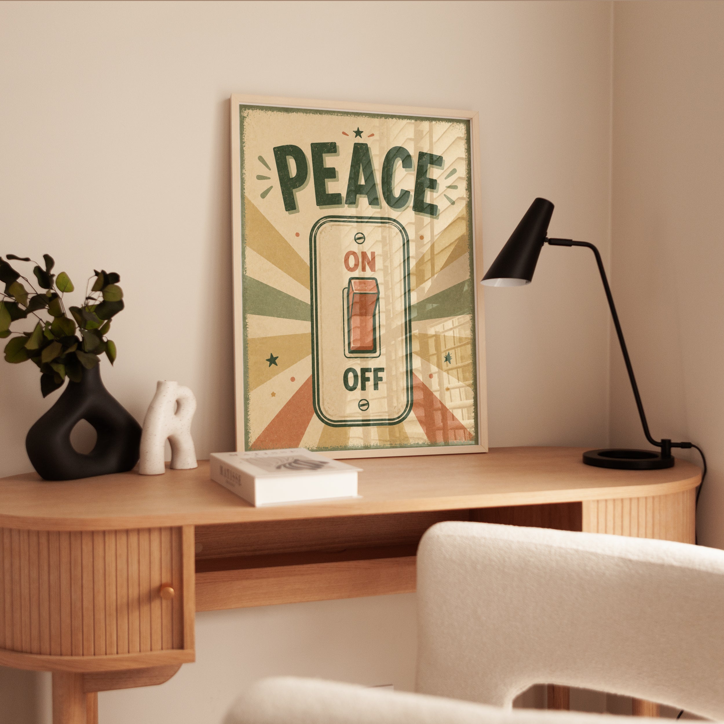 Retro Peace Poster – Vintage Typography Print - interior